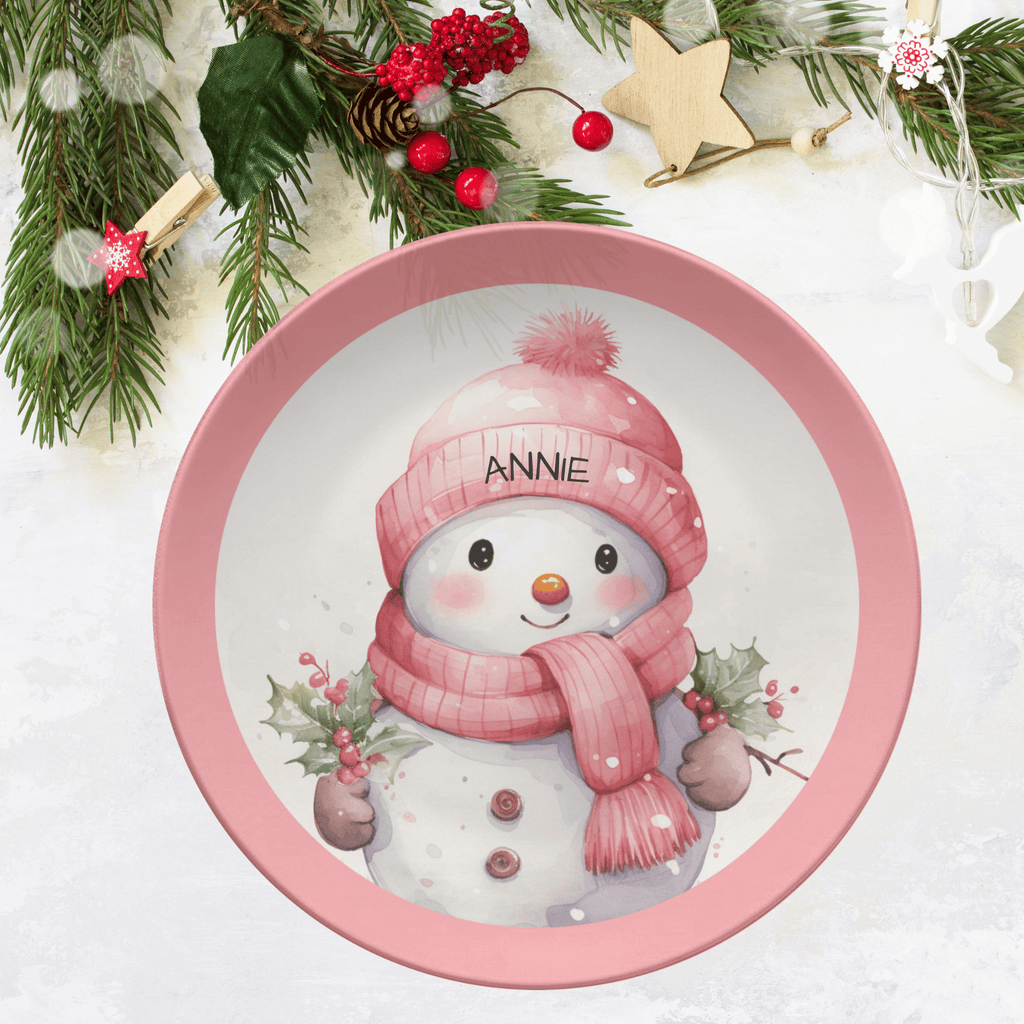 Personalized Christmas Snowman Plate by Lil Plate Shop