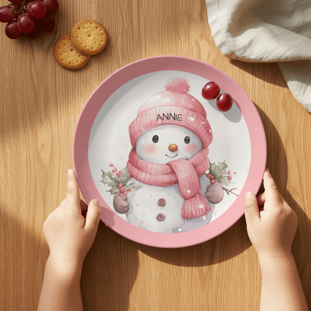 Personalized Christmas Snowman Plate by Lil Plate Shop