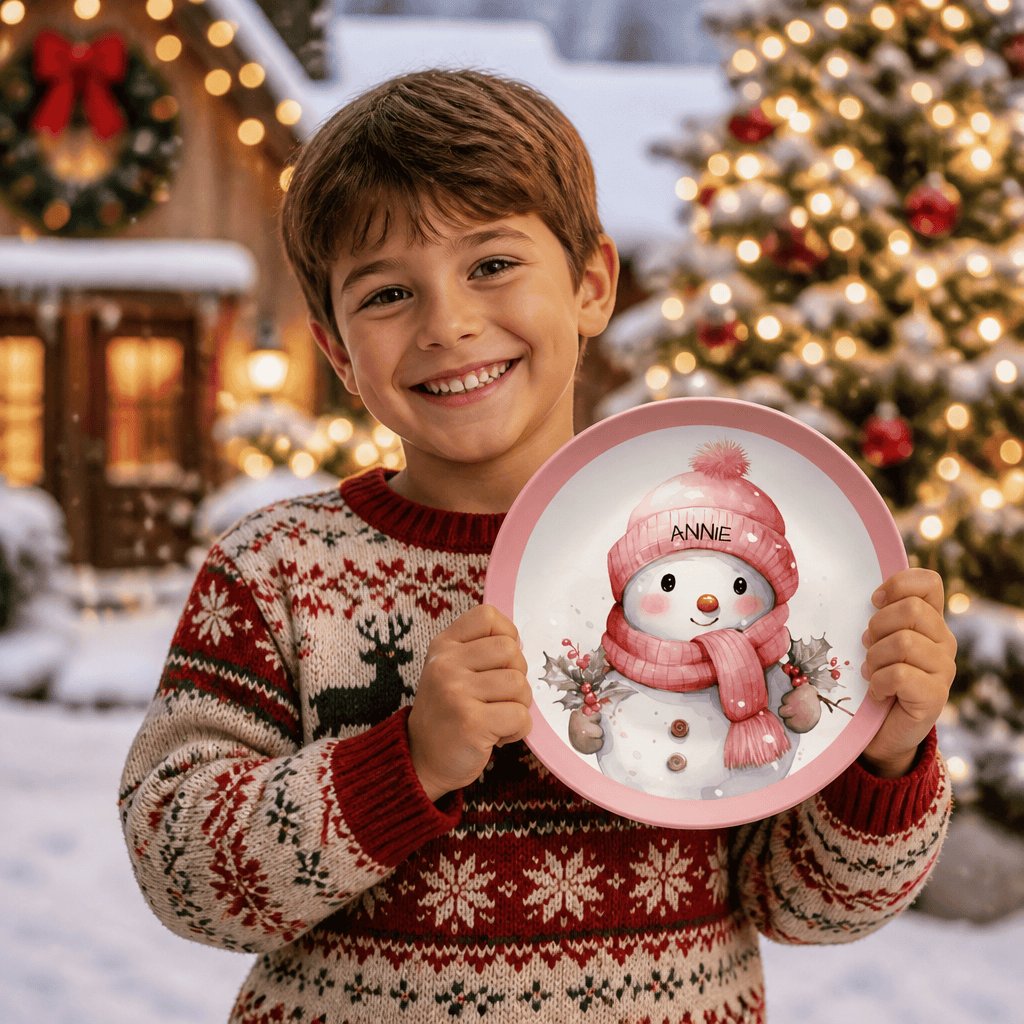Personalized Christmas Snowman Plate by Lil Plate Shop