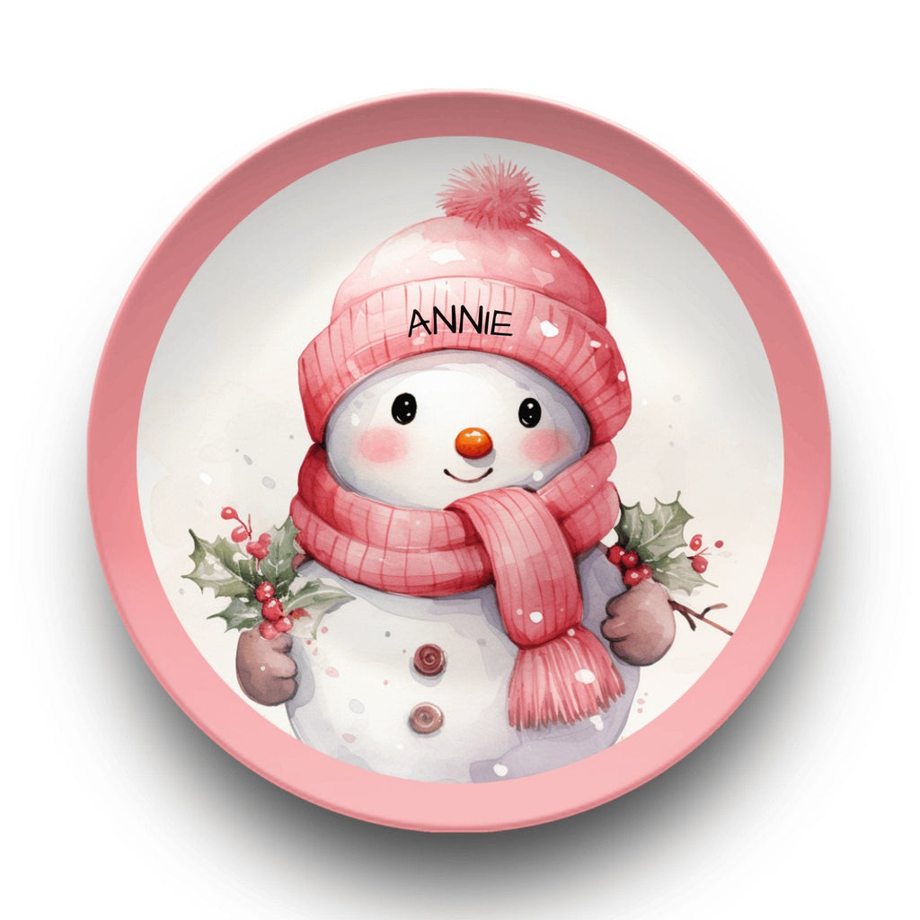 Personalized Christmas Snowman Plate by Lil Plate Shop