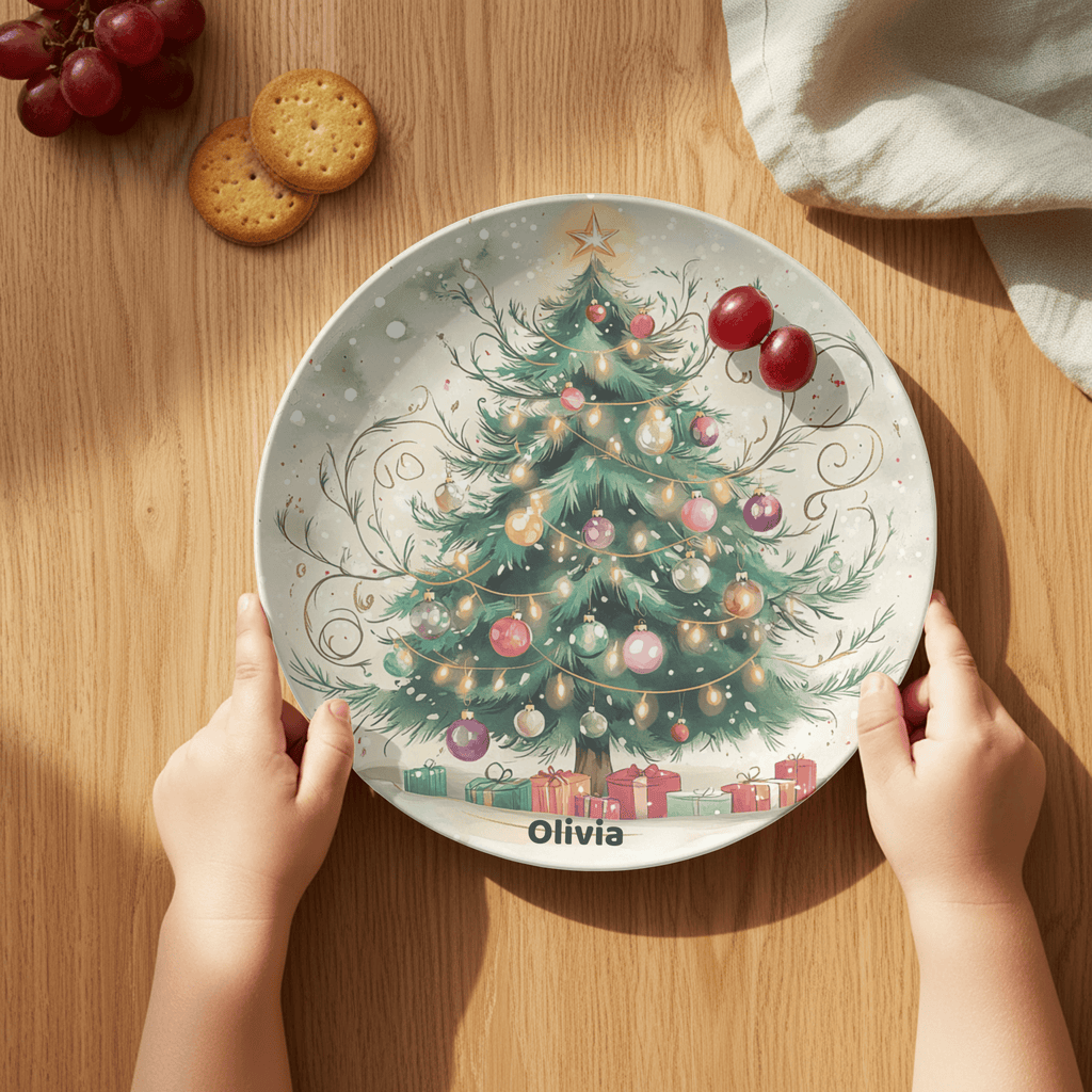 Personalized Christmas Tree Magic Plate by Lil Plate Shop