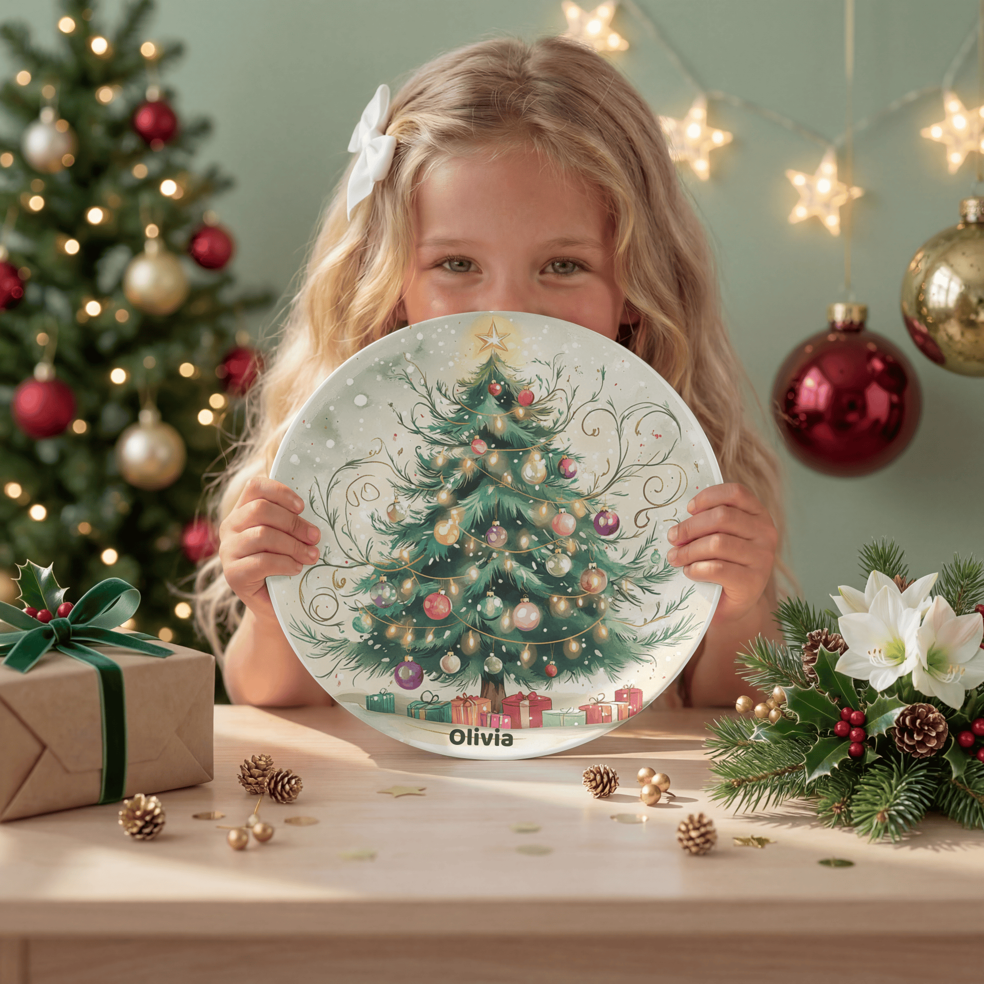 Personalized Christmas Tree Magic Plate by Lil Plate Shop