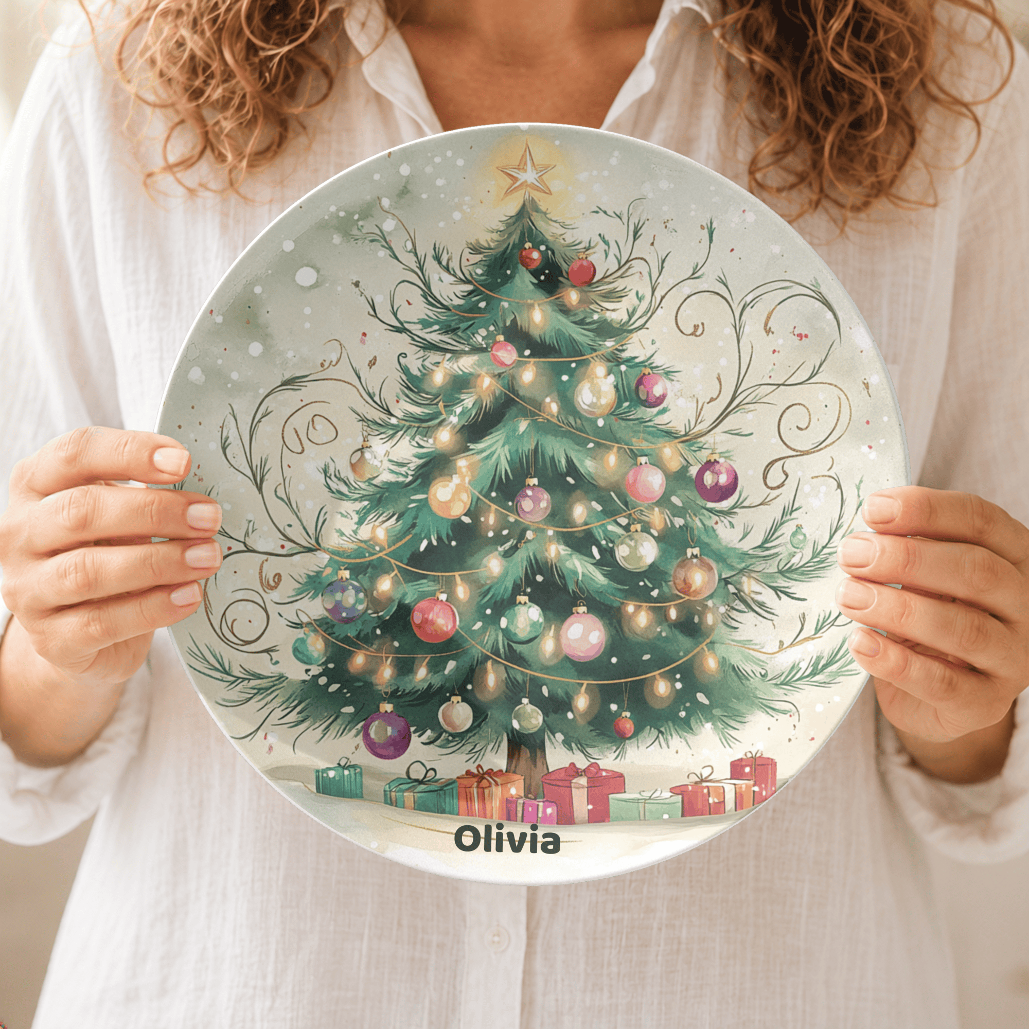 Personalized Christmas Tree Magic Plate by Lil Plate Shop