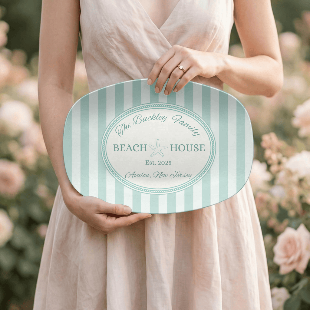 Personalized Coastal Seafoam Beach Platter by Lil Plate Shop