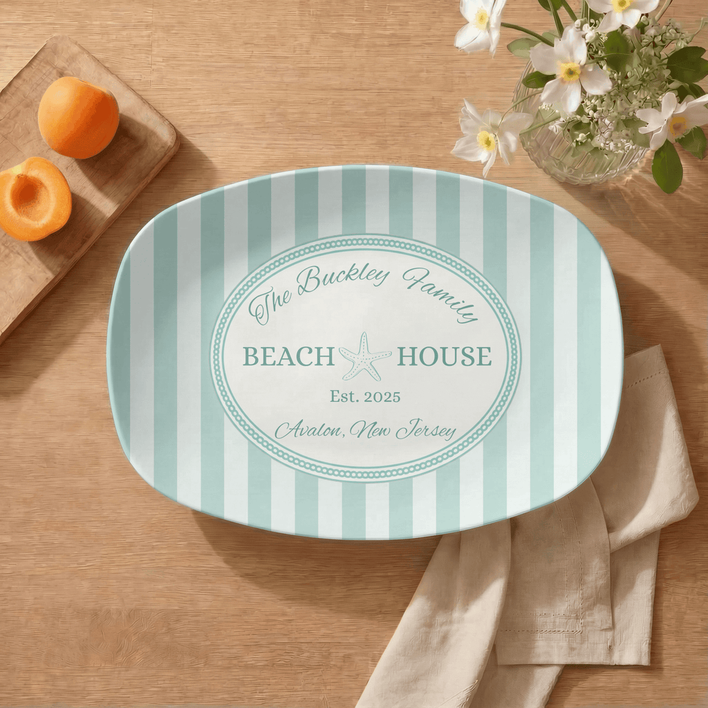 Personalized Coastal Seafoam Beach Platter by Lil Plate Shop