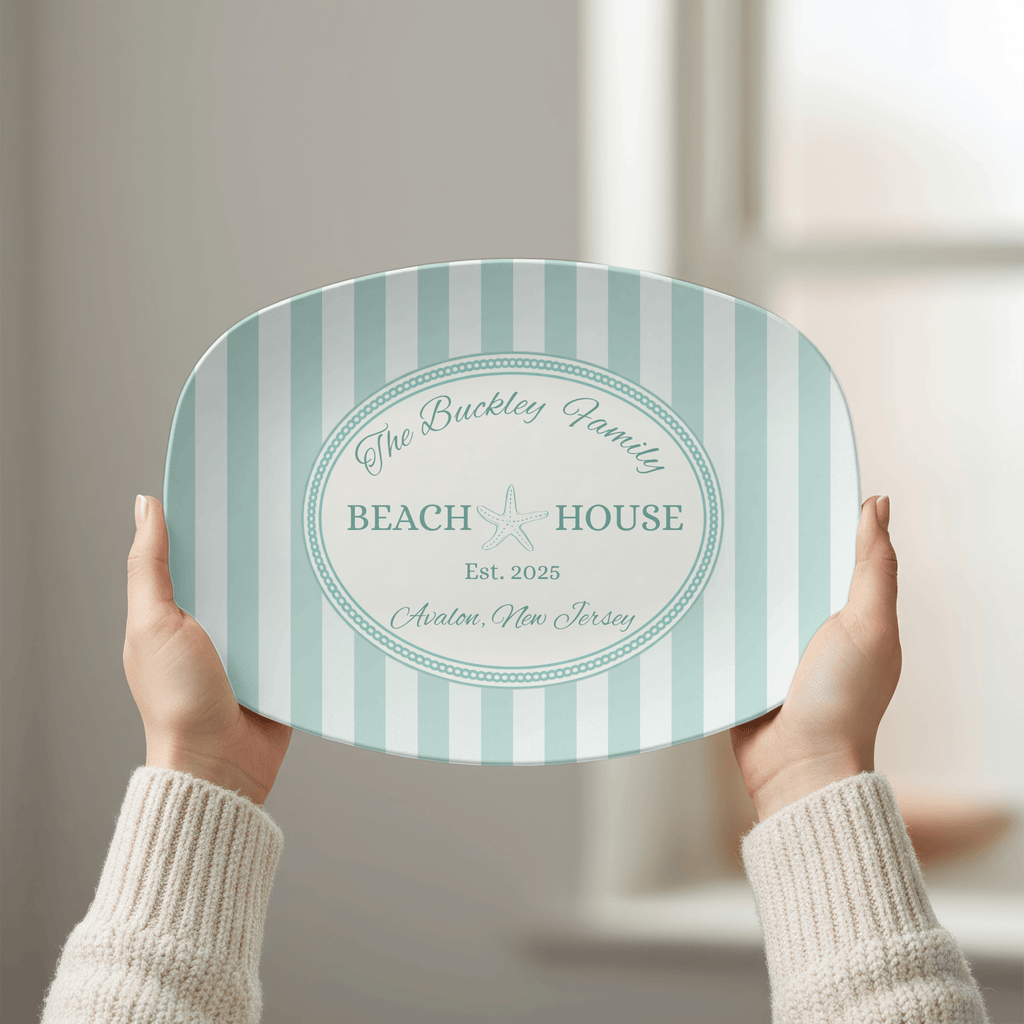 Personalized Coastal Seafoam Beach Platter by Lil Plate Shop