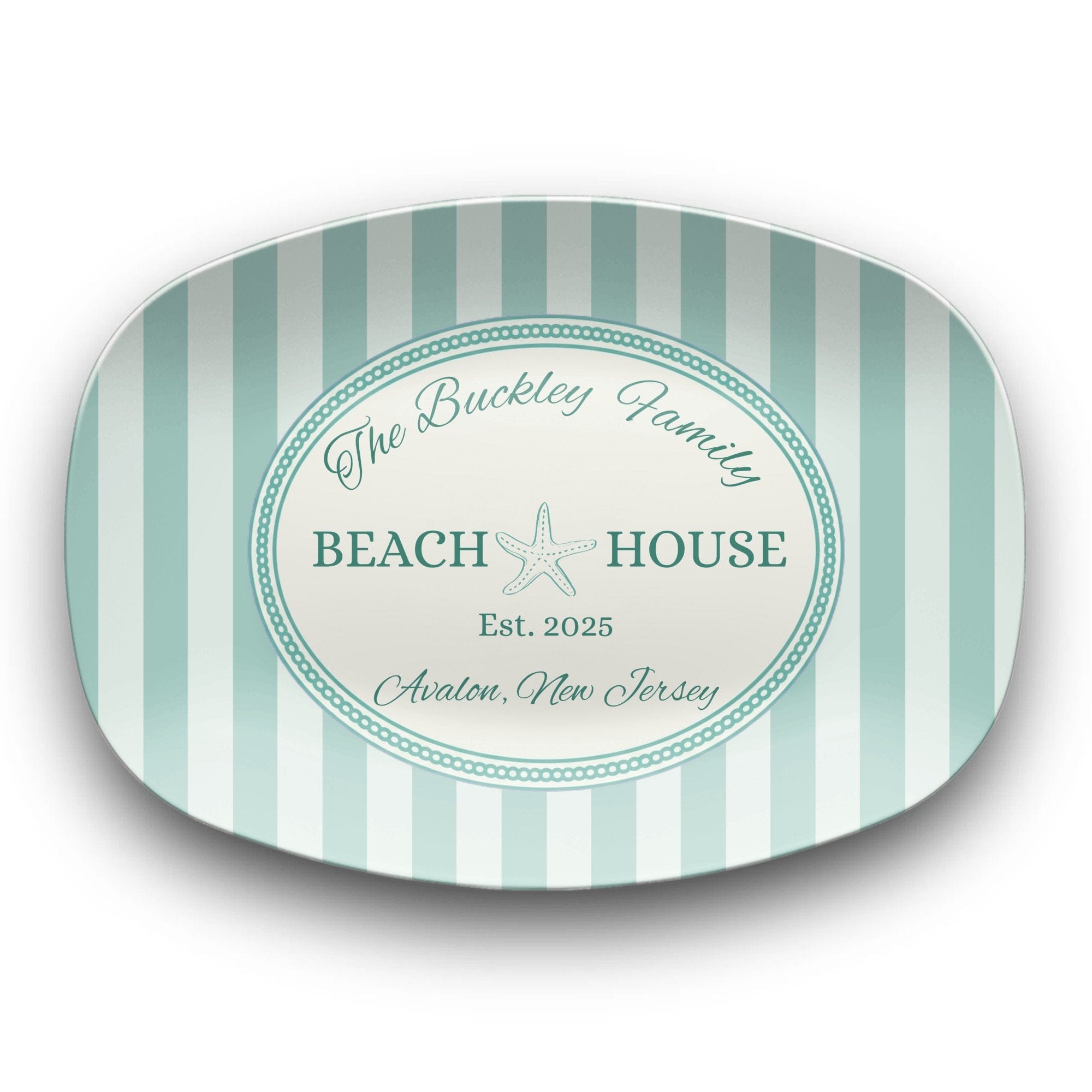 Personalized Coastal Seafoam Beach Platter Platter by Lil Plate Shop