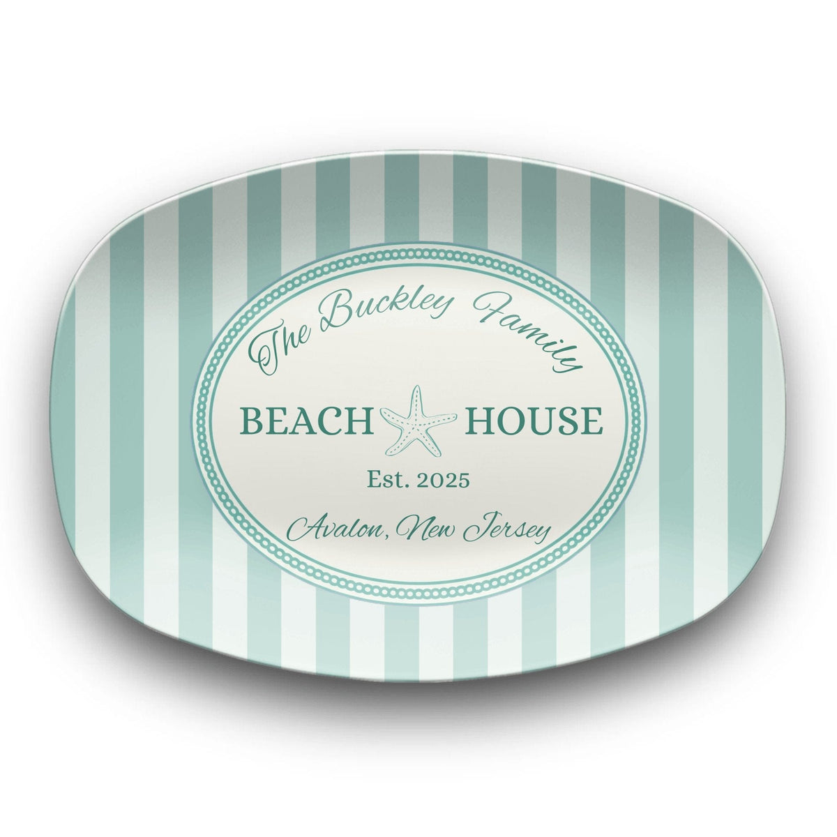 Personalized Coastal Seafoam Beach Platter Platter by Lil Plate Shop