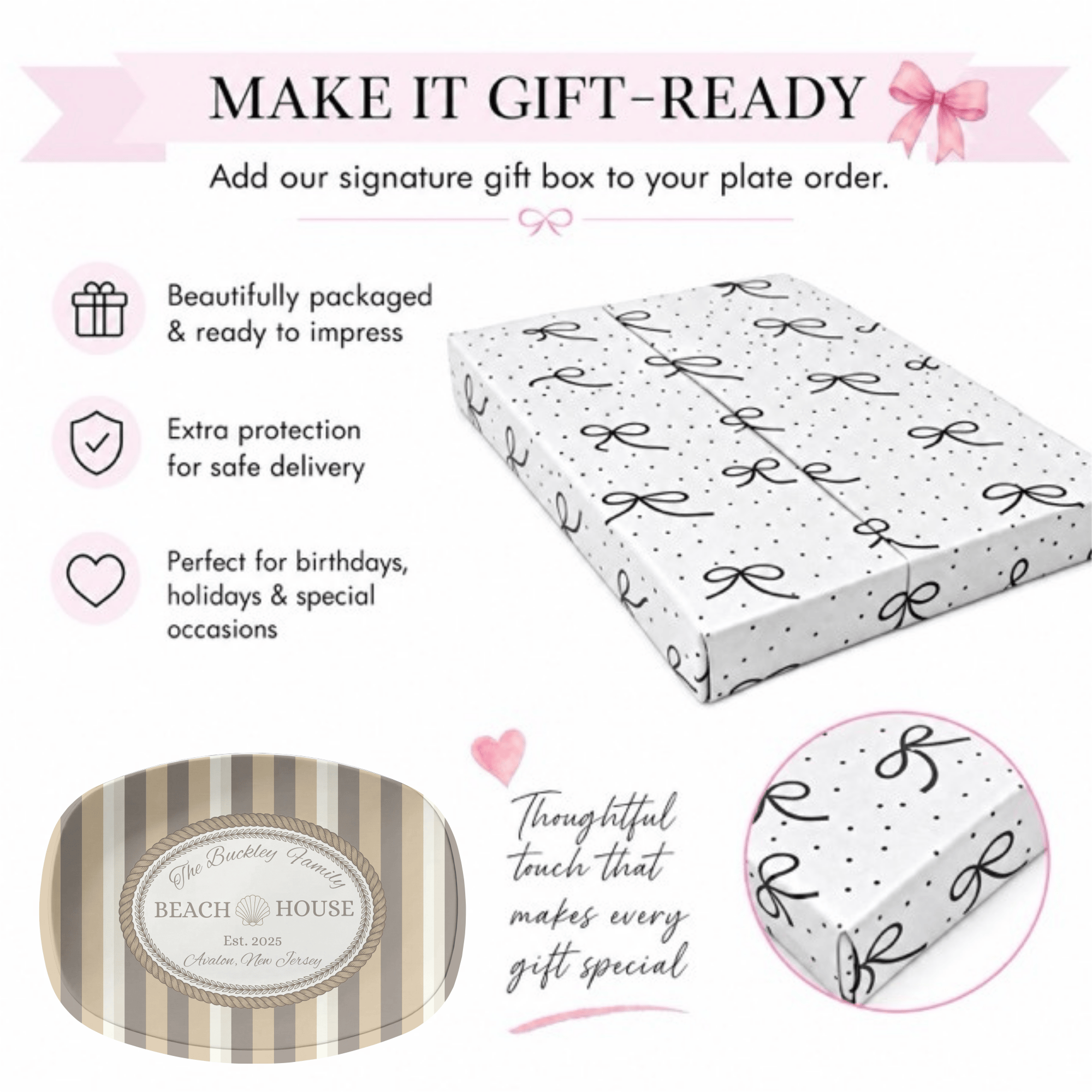 Personalized Coastal Taupe Beach Platter by Lil Plate Shop