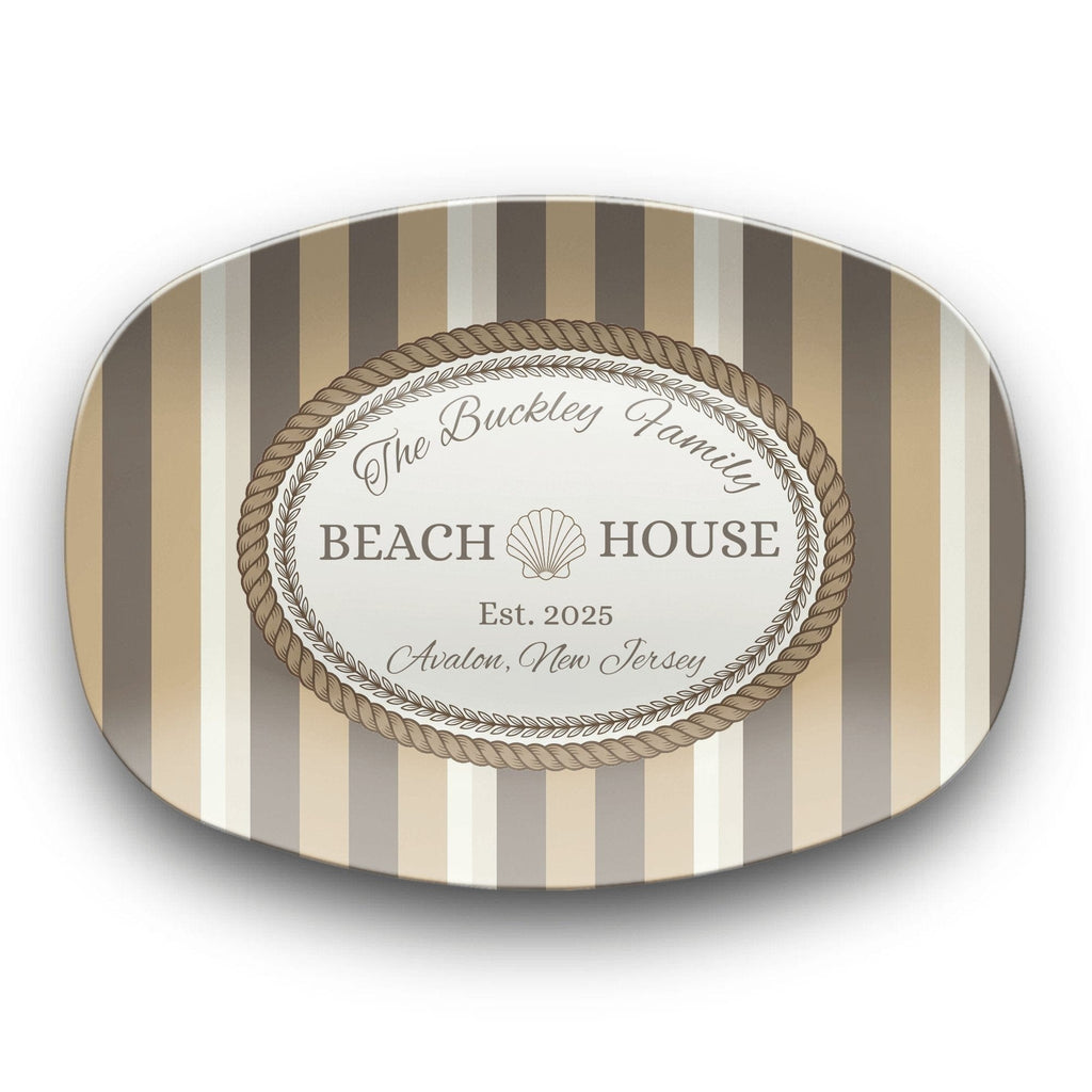 Personalized Coastal Taupe Beach Platter Platter by Lil Plate Shop