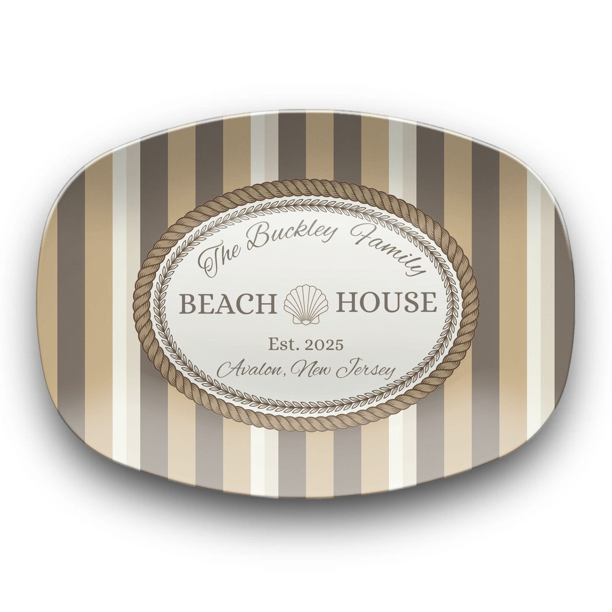 Personalized Coastal Taupe Beach Platter Platter by Lil Plate Shop