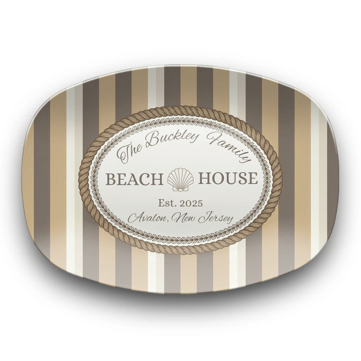 Personalized Coastal Taupe Beach Platter Platter by Lil Plate Shop