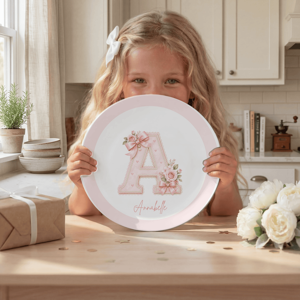 Personalized Coquette Alphabet Name Plate by Lil Plate Shop