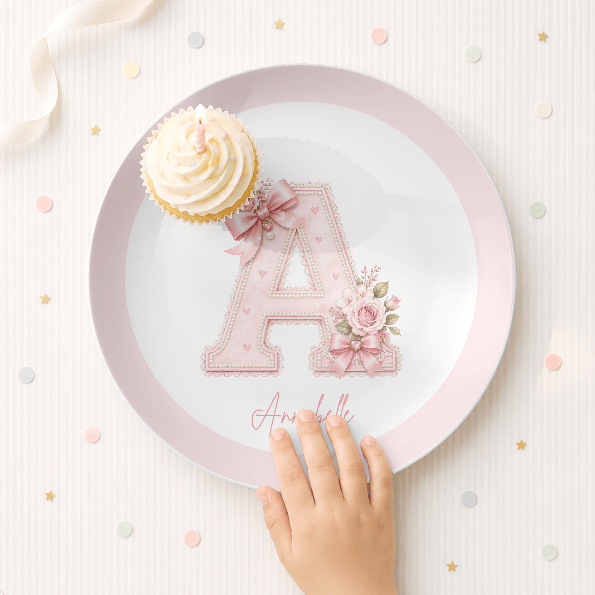Personalized Coquette Alphabet Name Plate by Lil Plate Shop