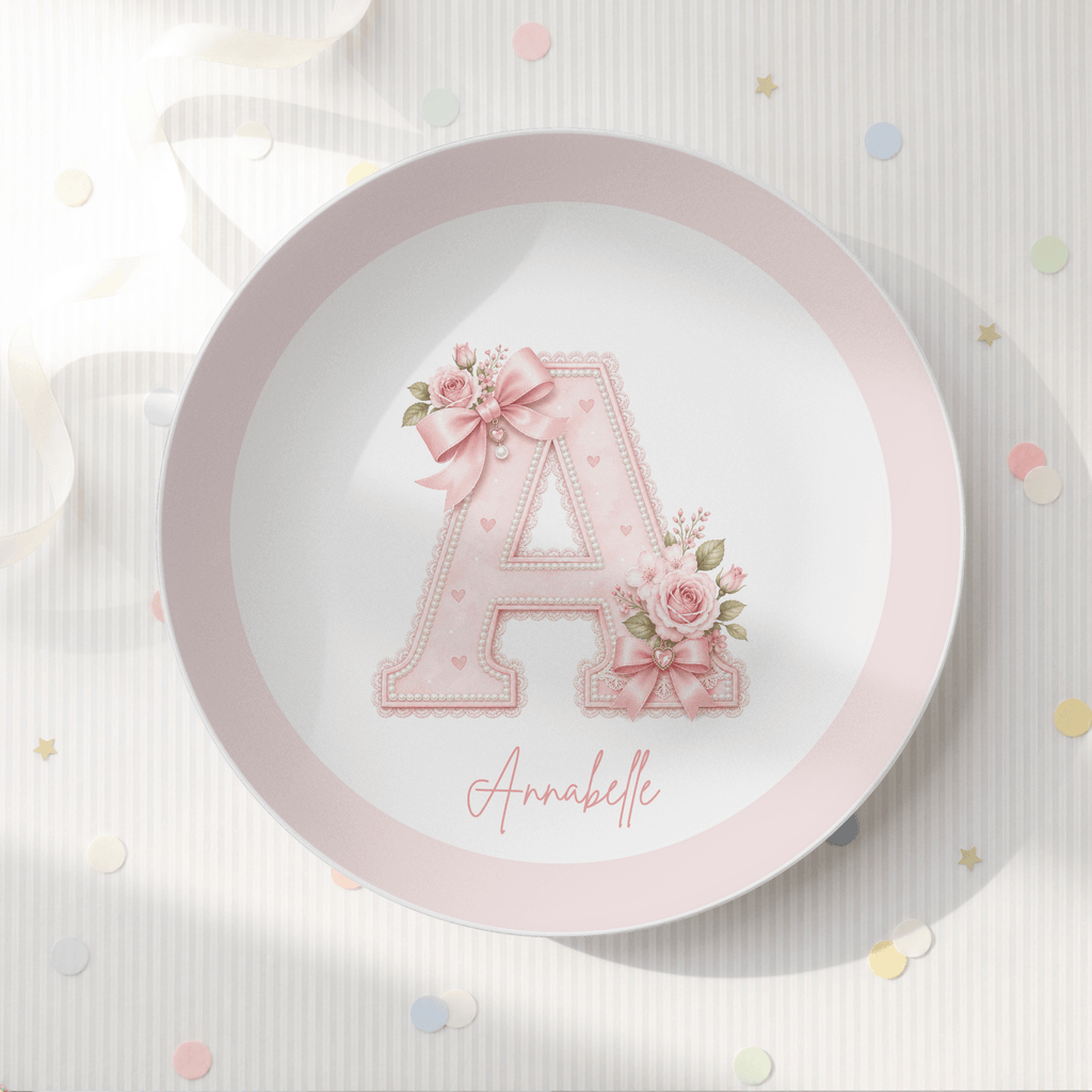 Personalized Coquette Alphabet Name Plate by Lil Plate Shop