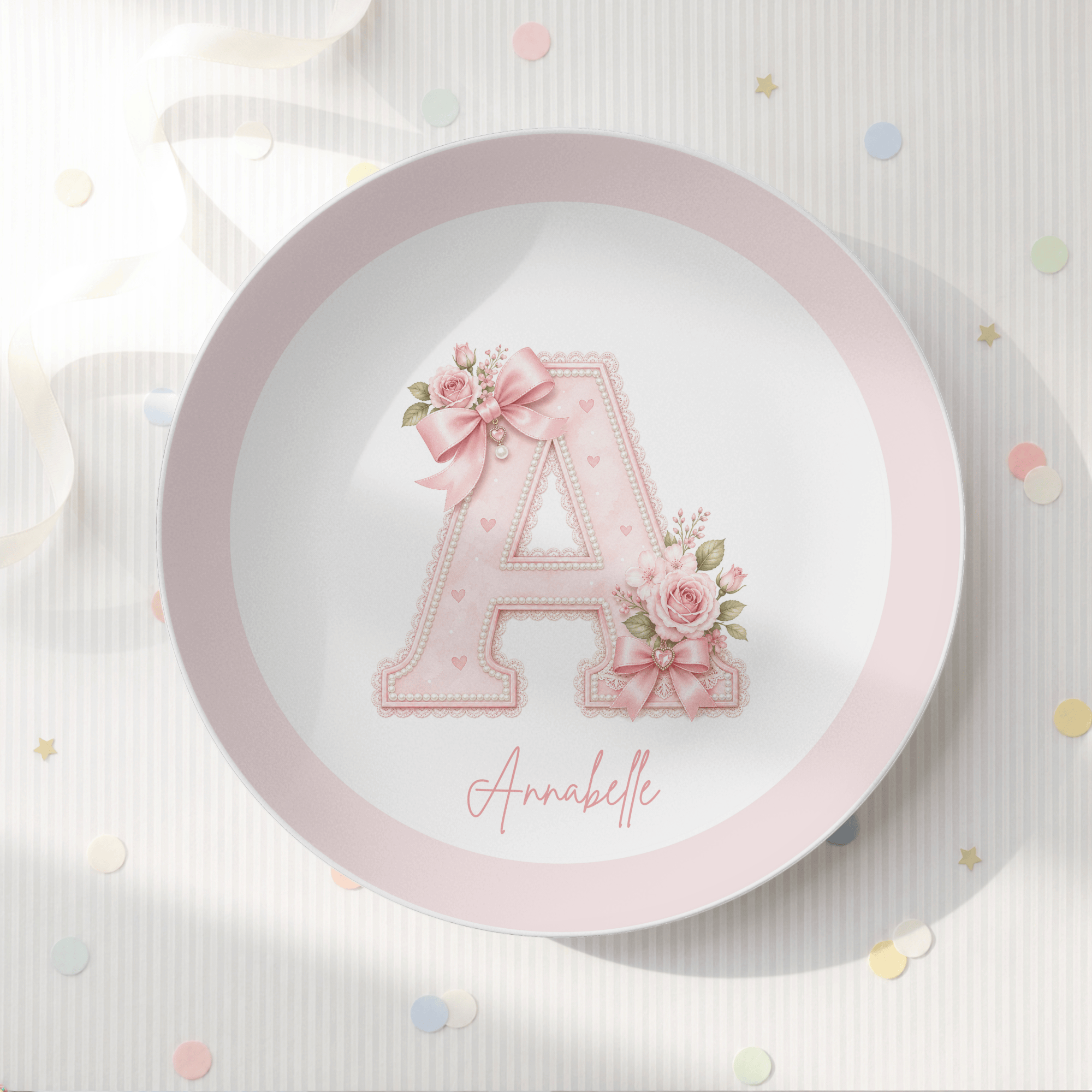 Personalized Coquette Alphabet Name Plate by Lil Plate Shop