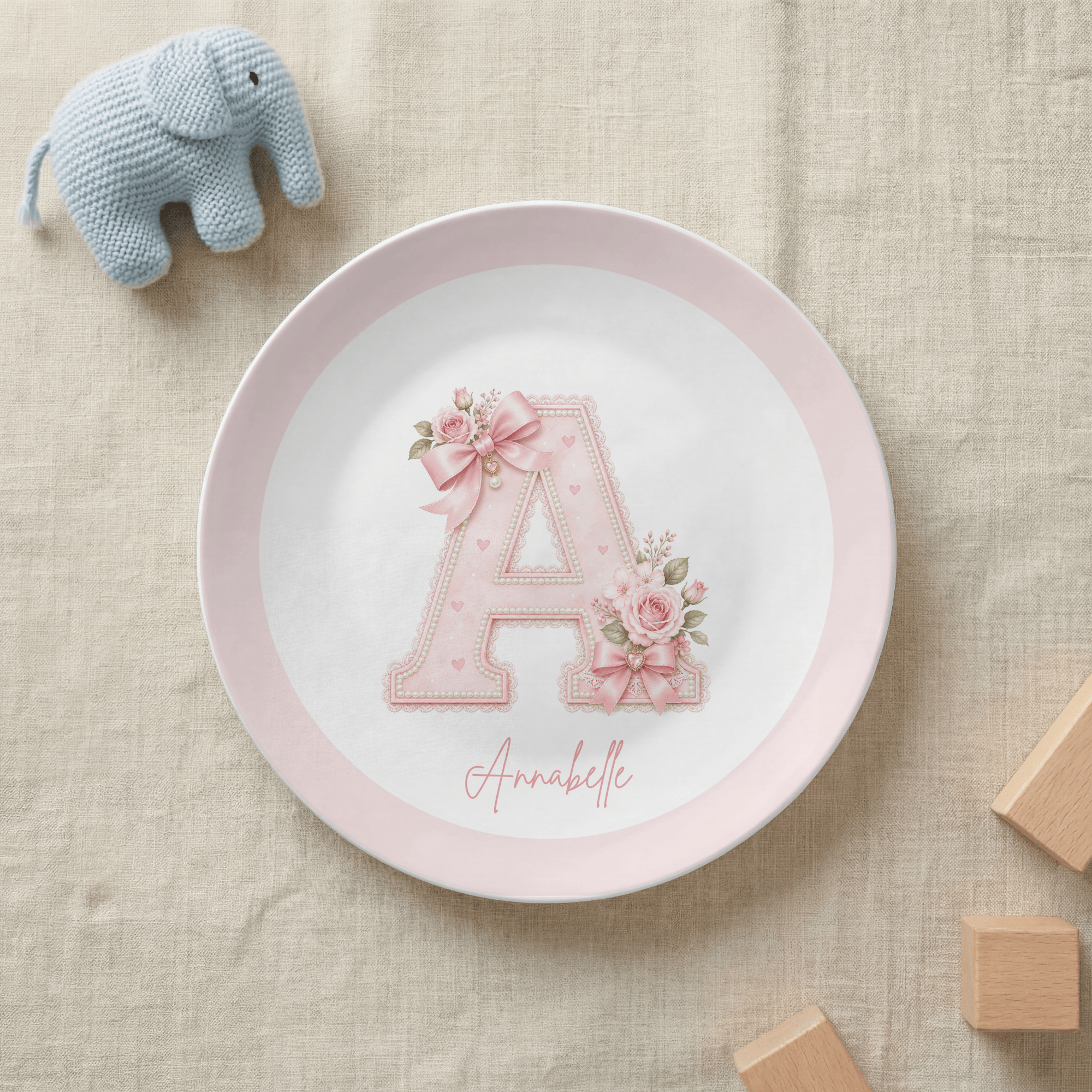 Personalized Coquette Alphabet Name Plate by Lil Plate Shop