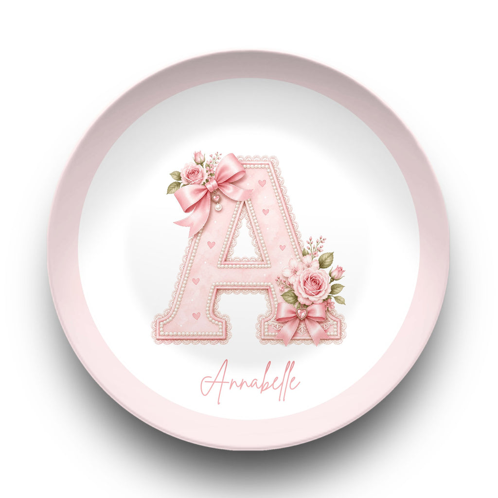 Personalized Coquette Alphabet Name Plate Plate by Lil Plate Shop
