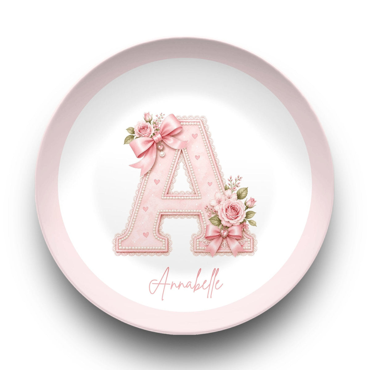 Personalized Coquette Alphabet Name Plate Plate by Lil Plate Shop