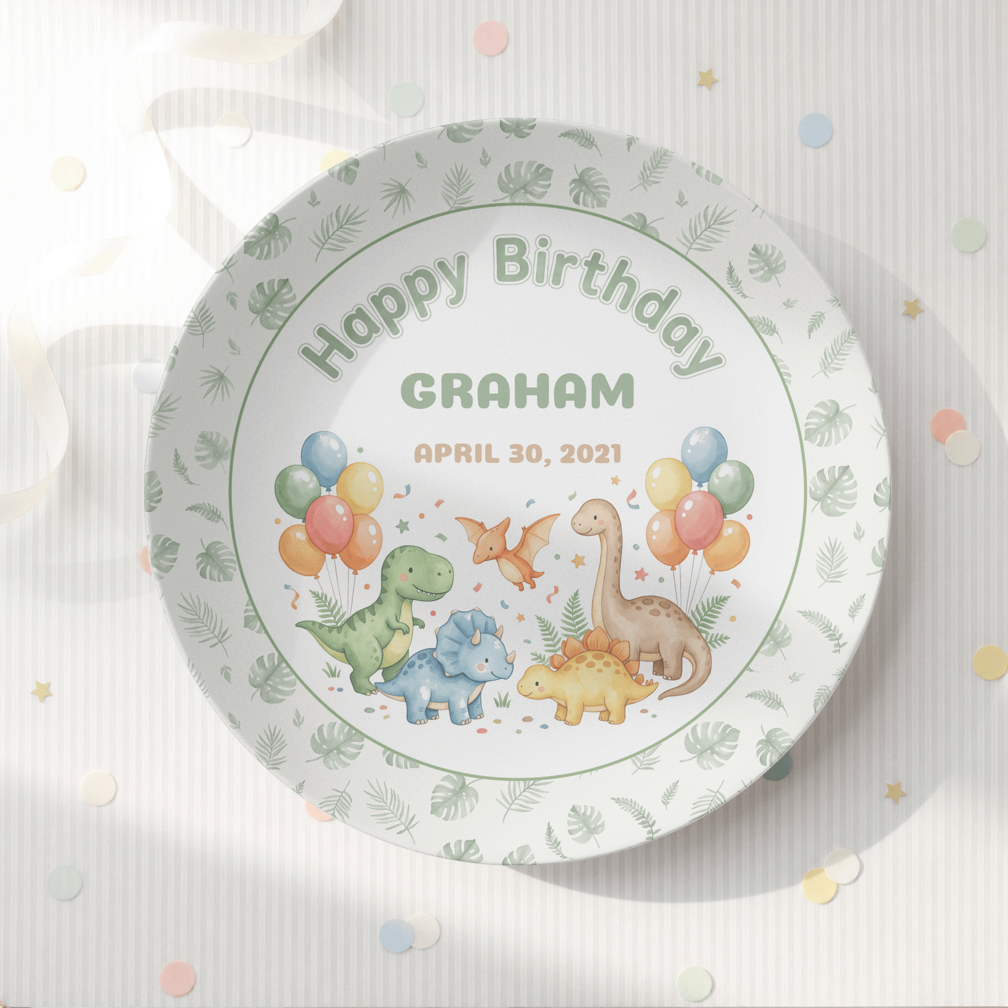 Personalized Dinosaur Balloon Plate by Lil Plate Shop