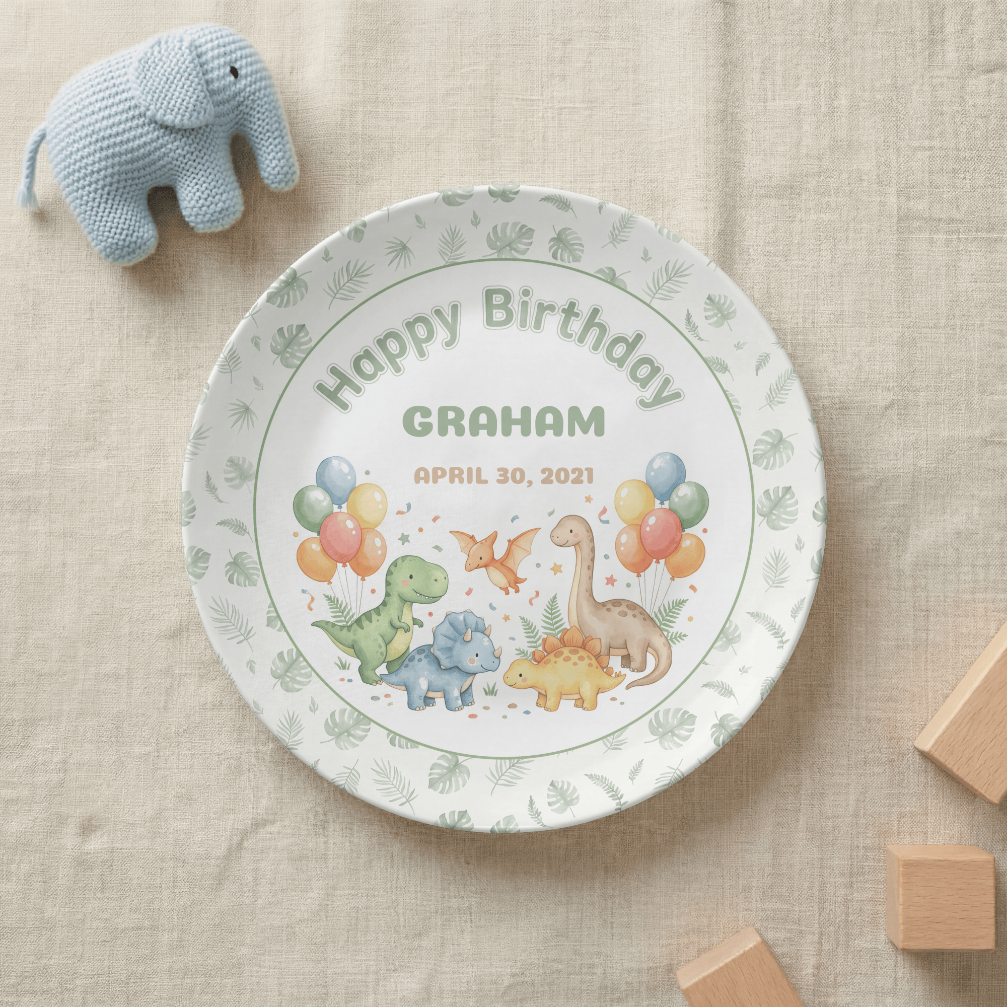 Personalized Dinosaur Balloon Plate by Lil Plate Shop