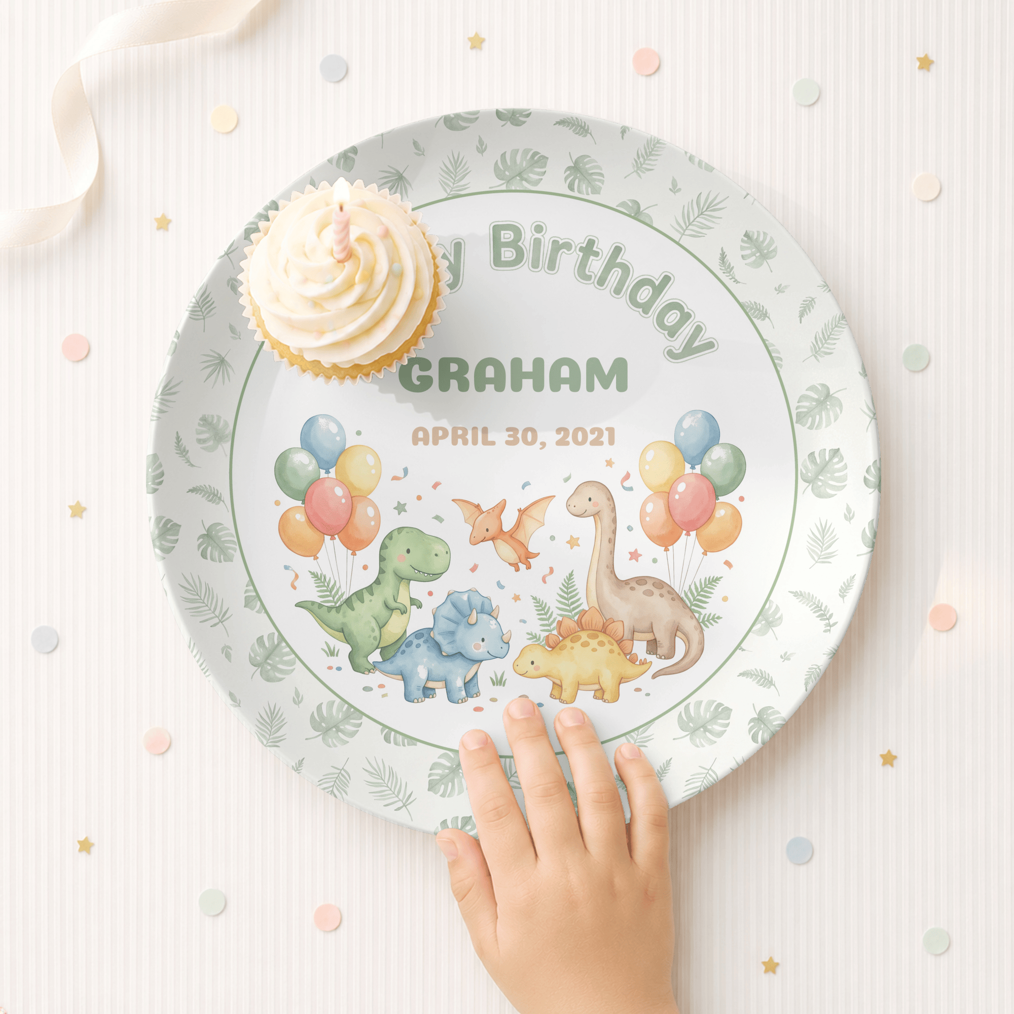 Personalized Dinosaur Balloon Plate by Lil Plate Shop