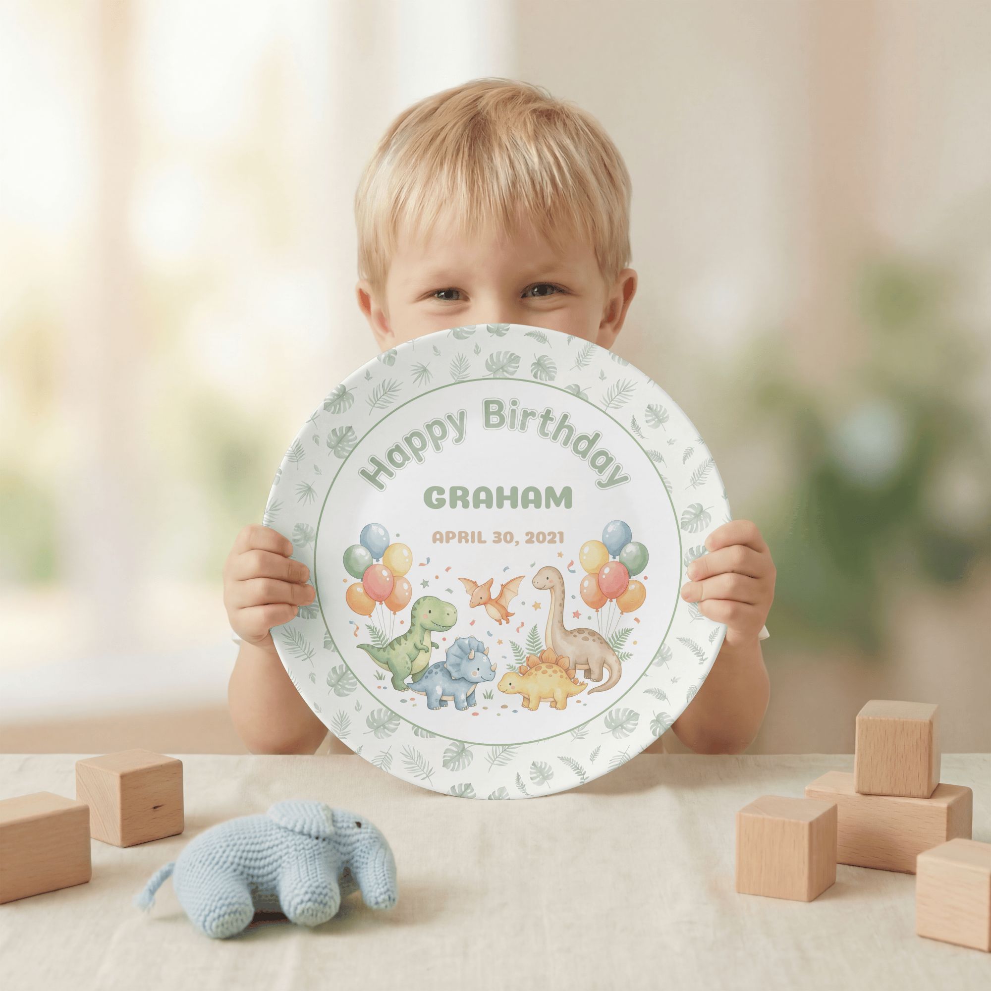Personalized Dinosaur Balloon Plate by Lil Plate Shop
