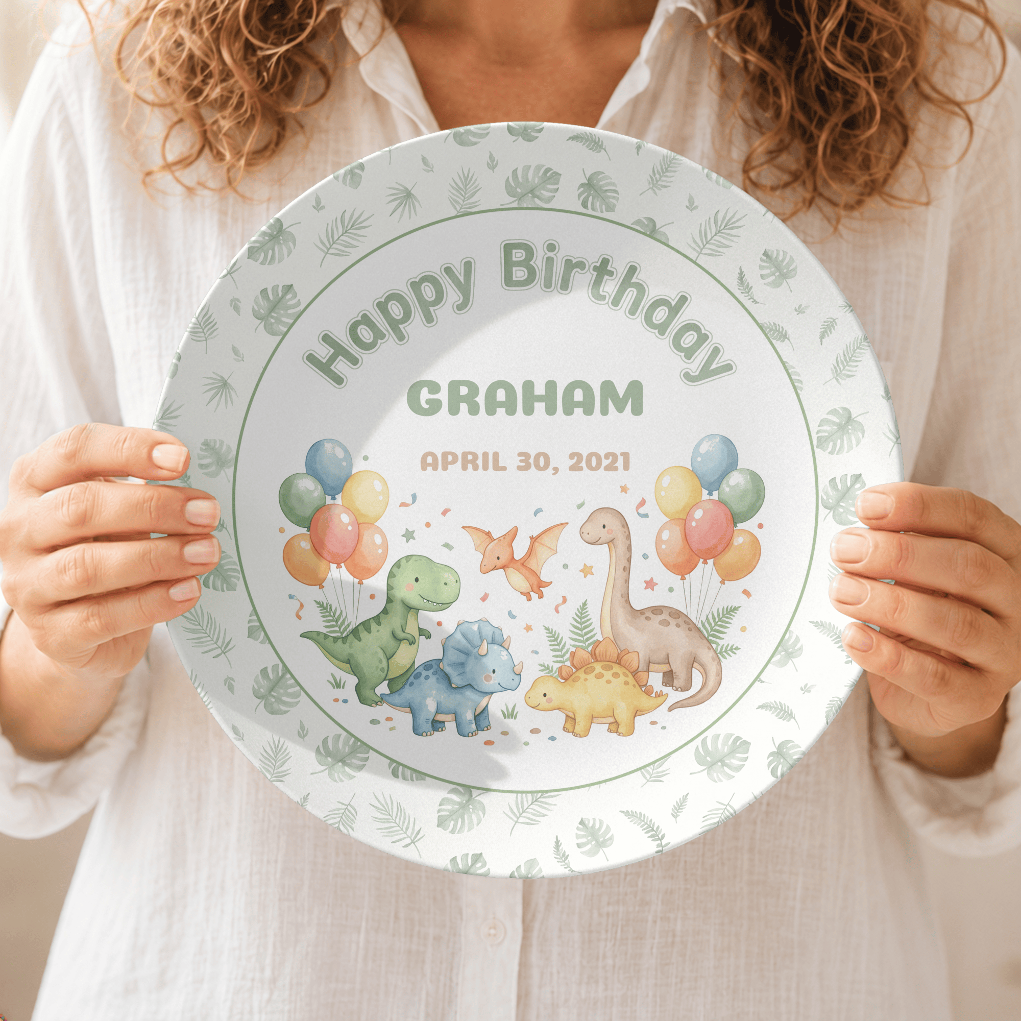 Personalized Dinosaur Balloon Plate by Lil Plate Shop