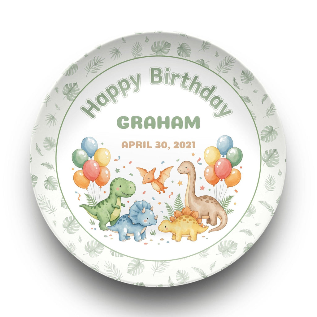 Personalized Dinosaur Balloon Plate Plate by Lil Plate Shop