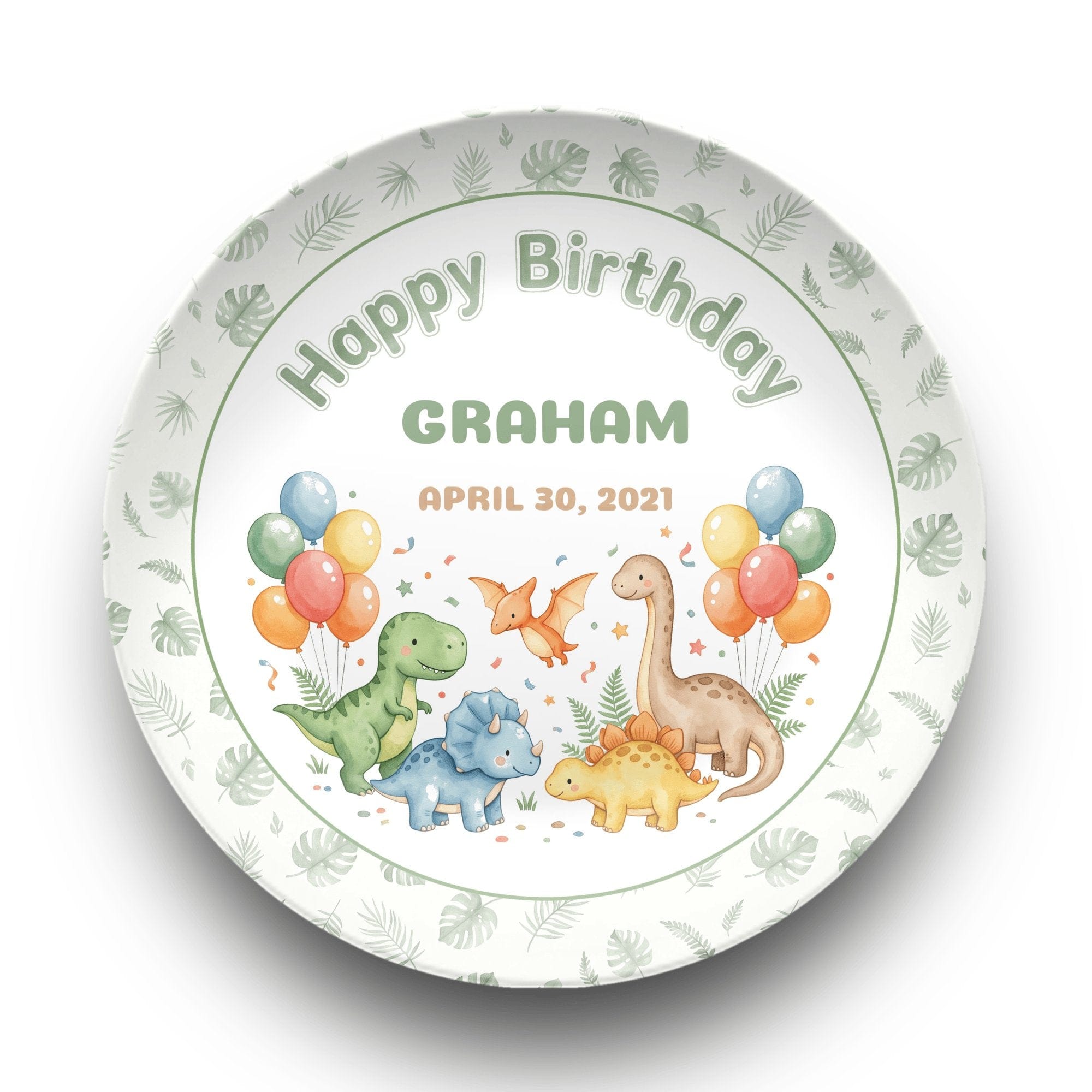 Personalized Dinosaur Balloon Plate Plate by Lil Plate Shop