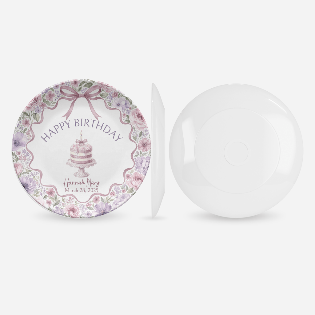 Personalized Dusty Mauve Cottage Birthday Plate by Lil Plate Shop