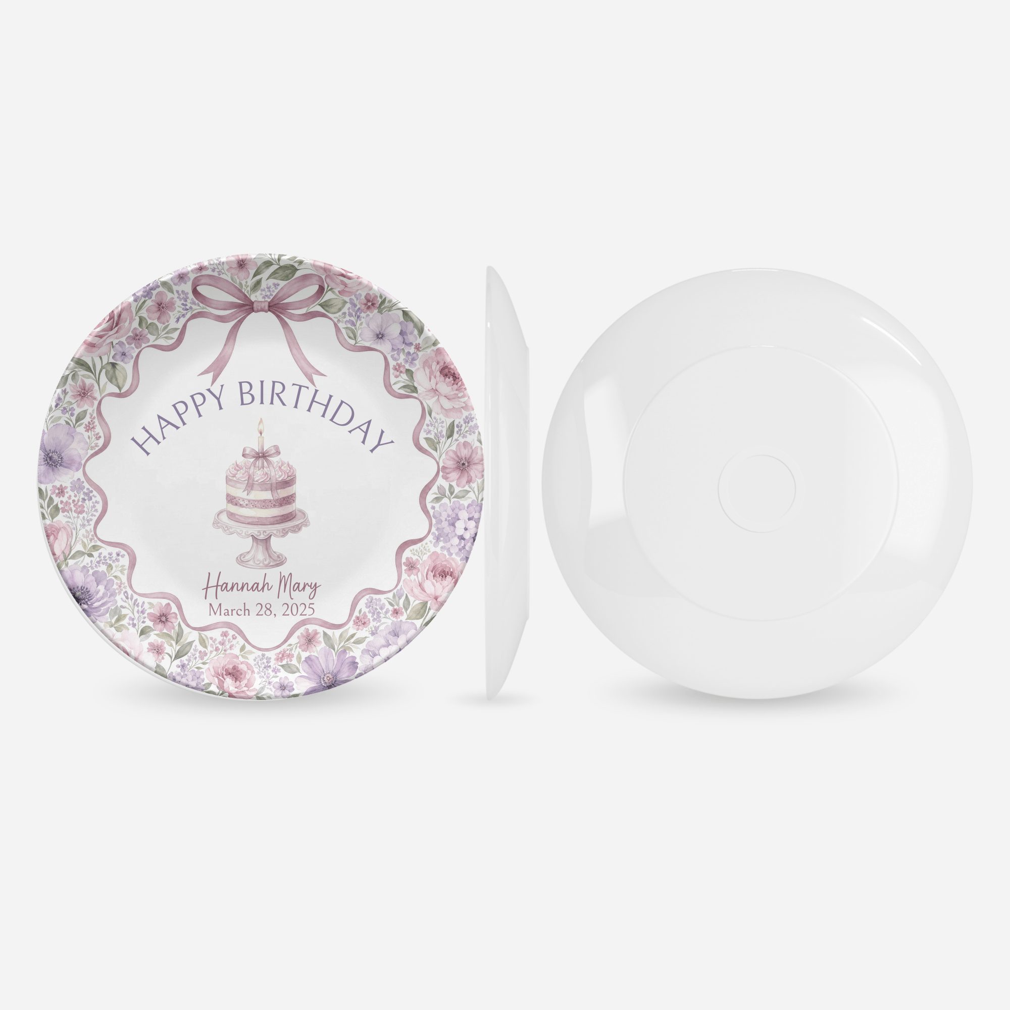 Personalized Dusty Mauve Cottage Birthday Plate by Lil Plate Shop