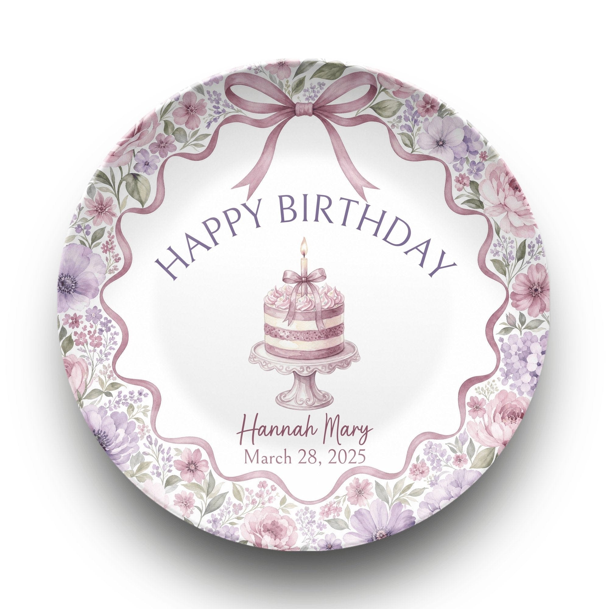 Personalized Dusty Mauve Cottage Birthday Plate Plate by Lil Plate Shop