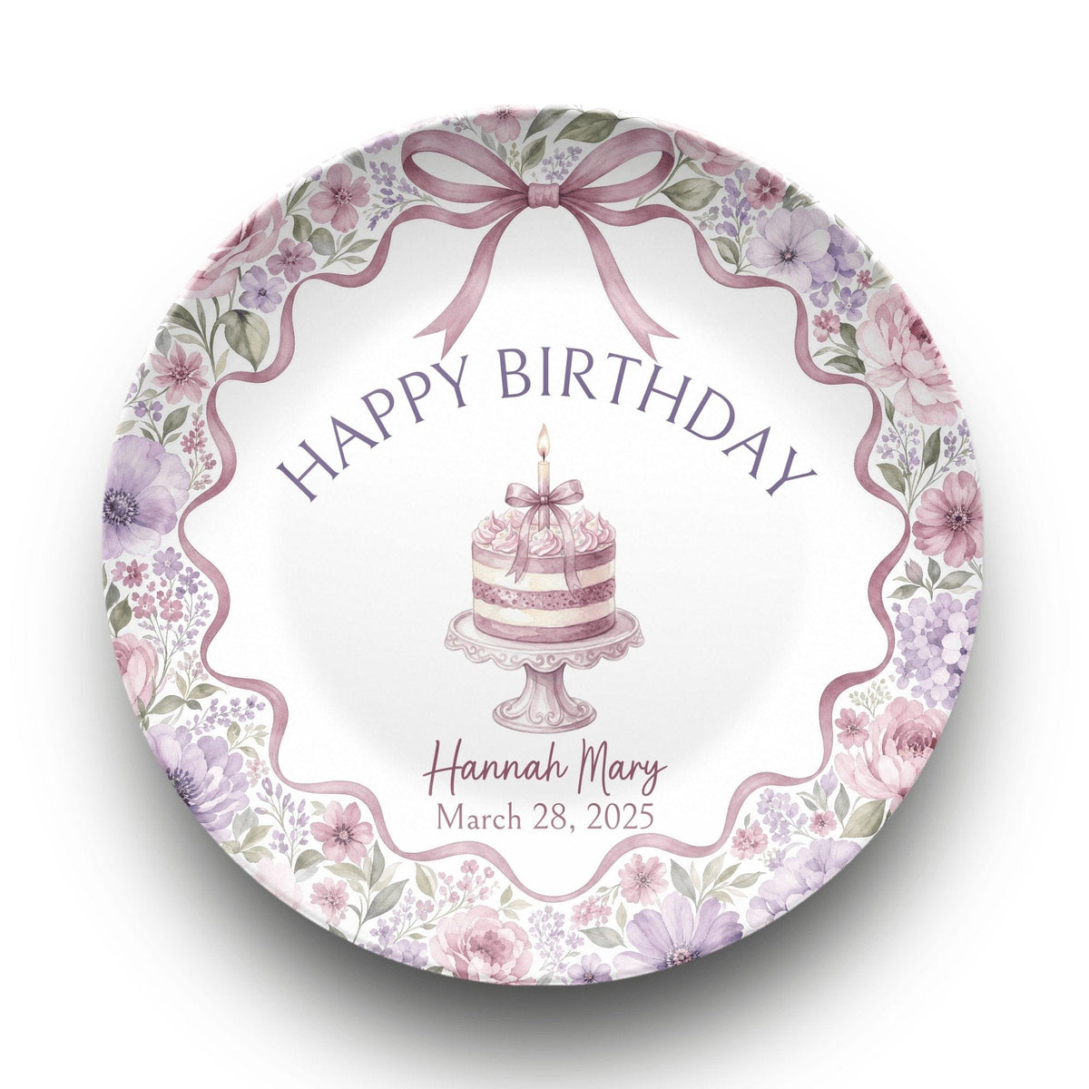 Personalized Dusty Mauve Cottage Birthday Plate Plate by Lil Plate Shop