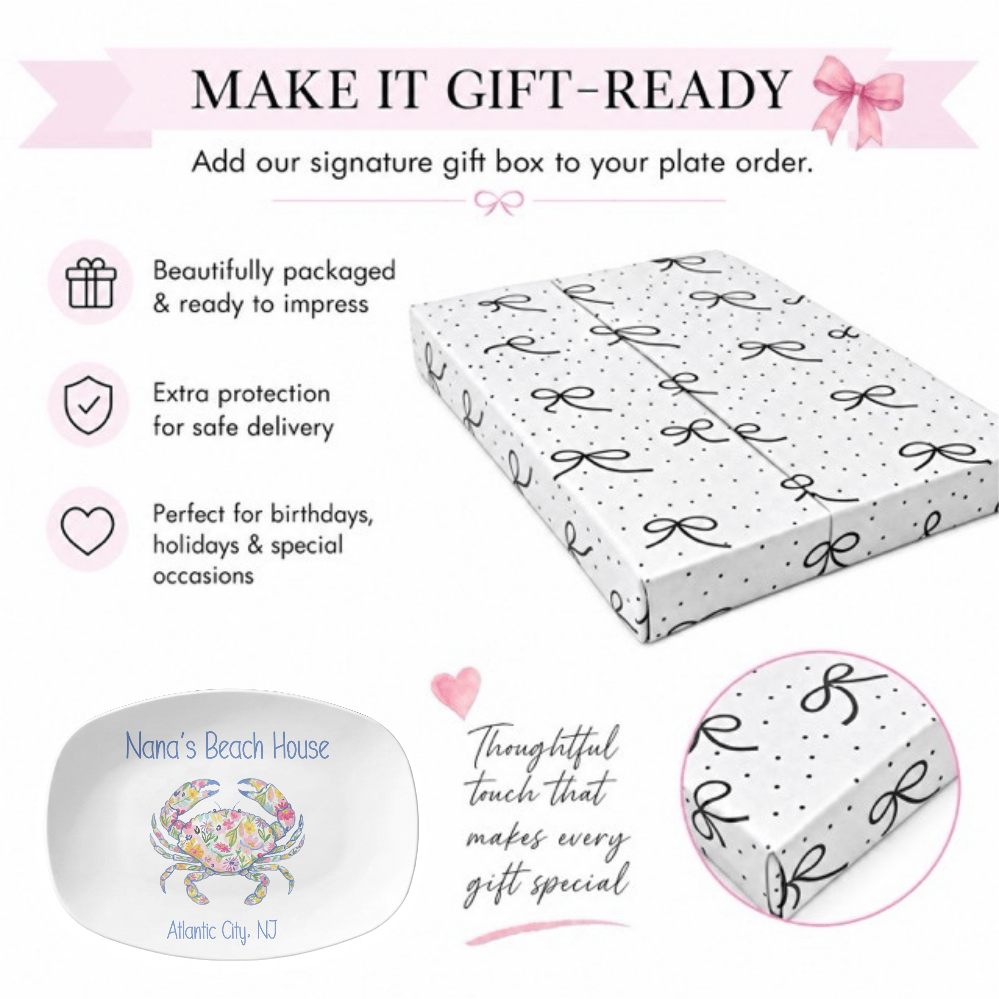 Personalized Floral Crab Platter by Lil Plate Shop