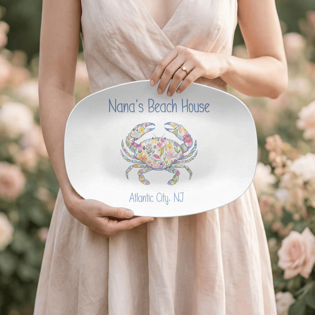 Personalized Floral Crab Platter by Lil Plate Shop