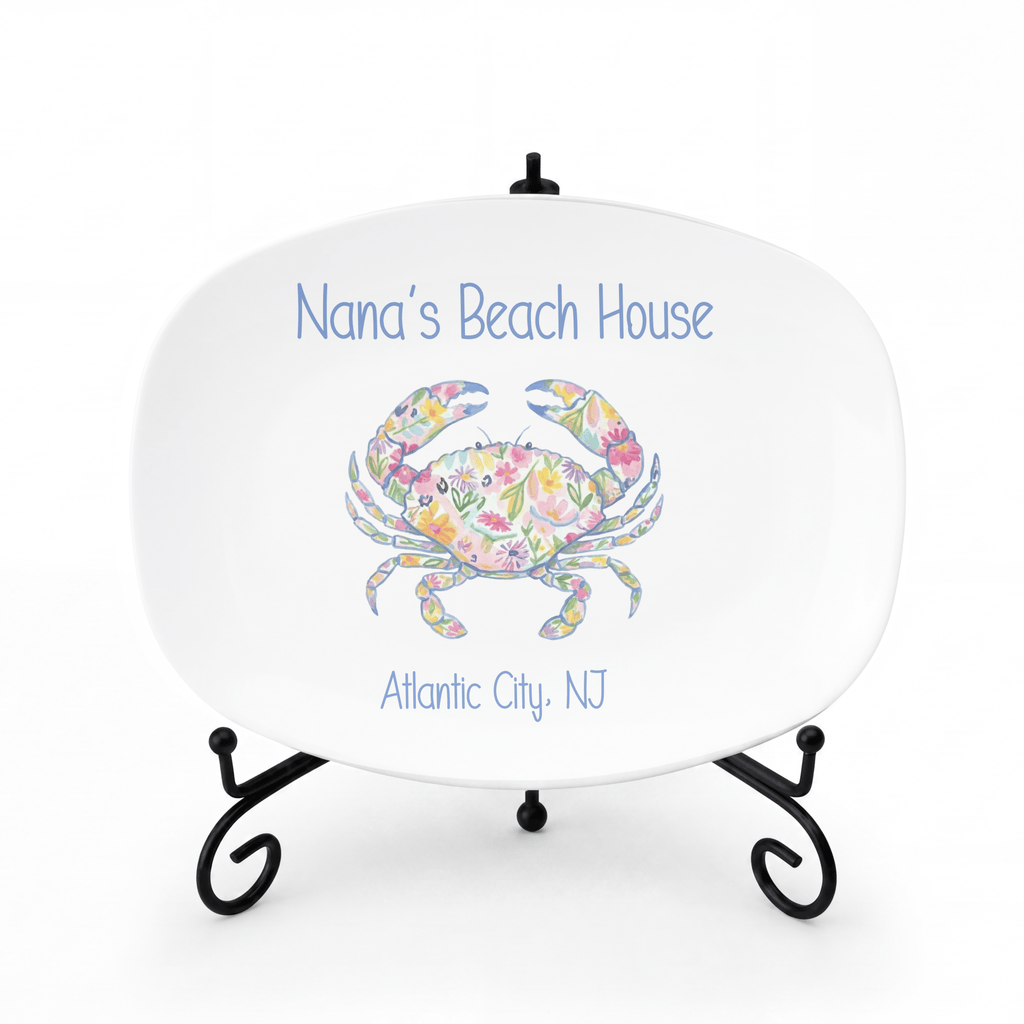 Personalized Floral Crab Platter Platter + Gift Box by Lil Plate Shop