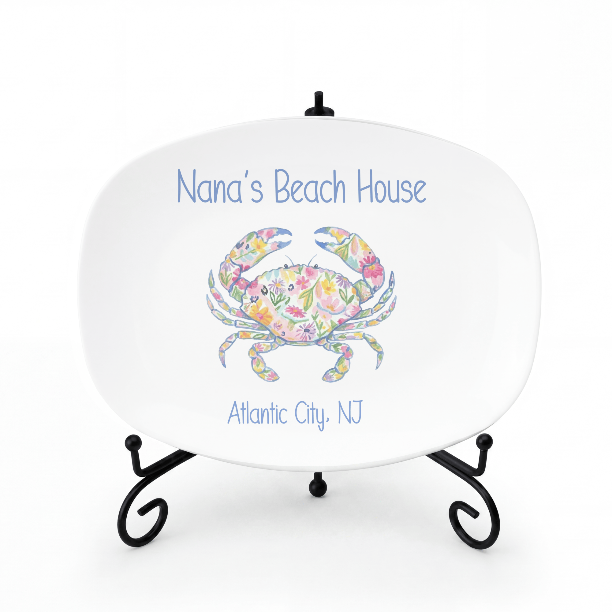 Personalized Floral Crab Platter Platter + Gift Box by Lil Plate Shop