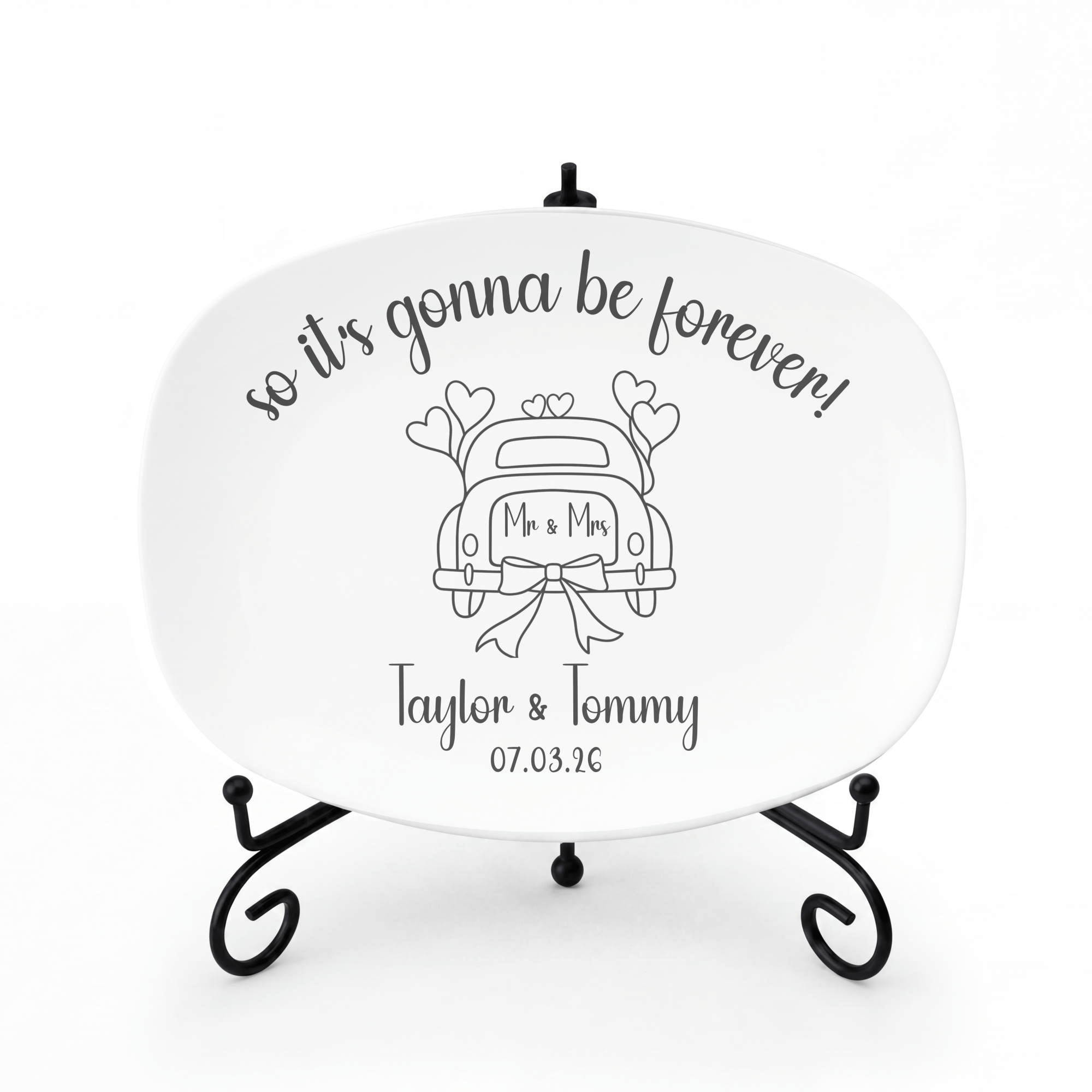 Personalized Forever Wedding Platter Platter + Stand + Gift Box by Lil Plate Shop