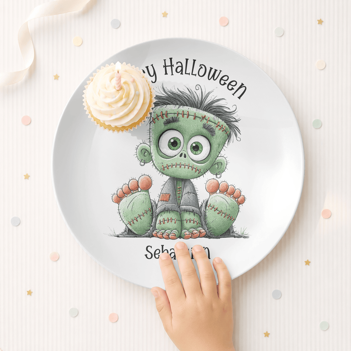 Personalized Frankenstein Halloween Plate by Lil Plate Shop