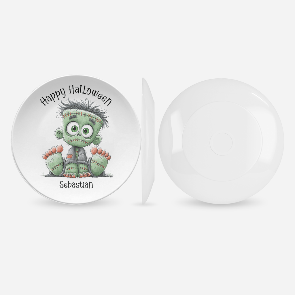 Personalized Frankenstein Halloween Plate by Lil Plate Shop