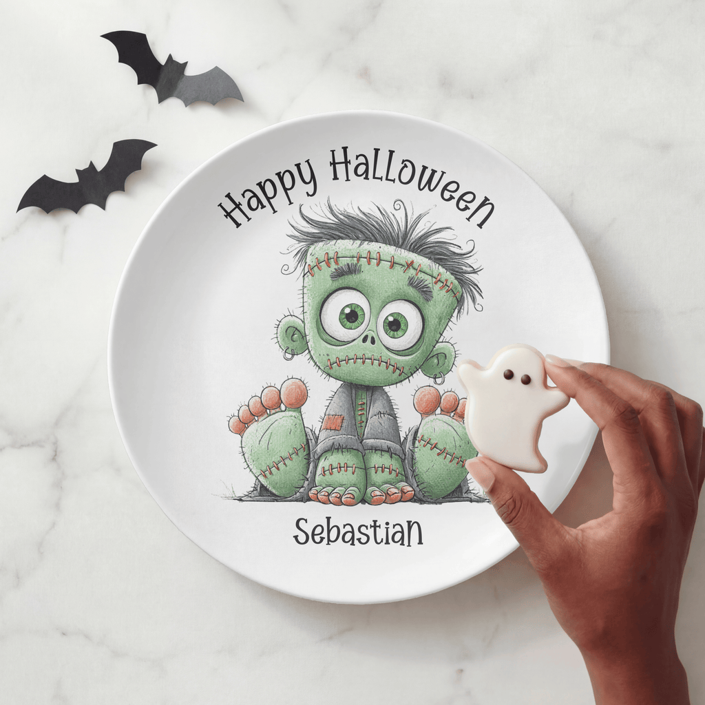 Personalized Frankenstein Halloween Plate by Lil Plate Shop