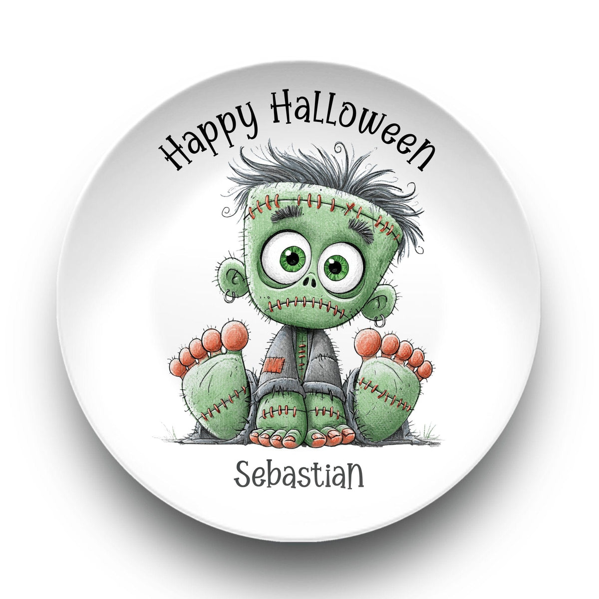 Personalized Frankenstein Halloween Plate by Lil Plate Shop