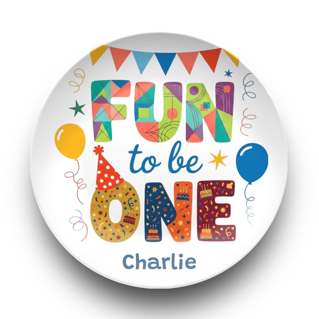 Personalized Fun to be One Plate Plate by Lil Plate Shop