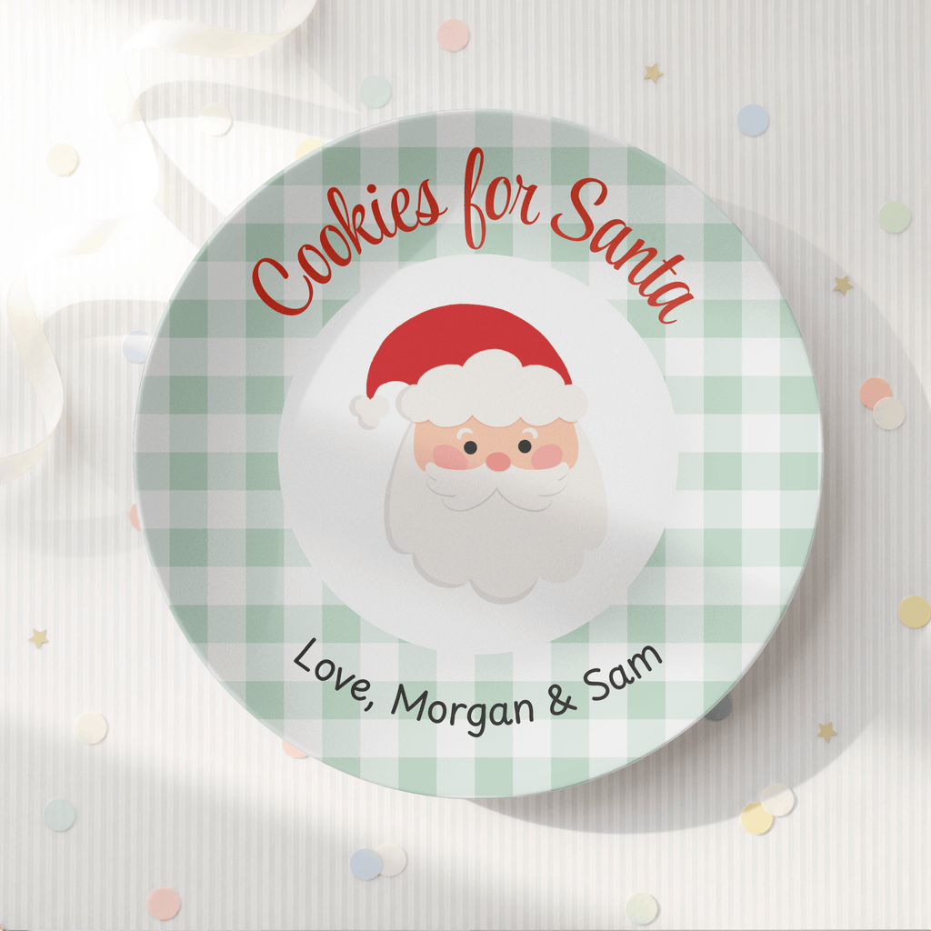 Personalized Gingham Cookies for Santa Plate by Lil Plate Shop