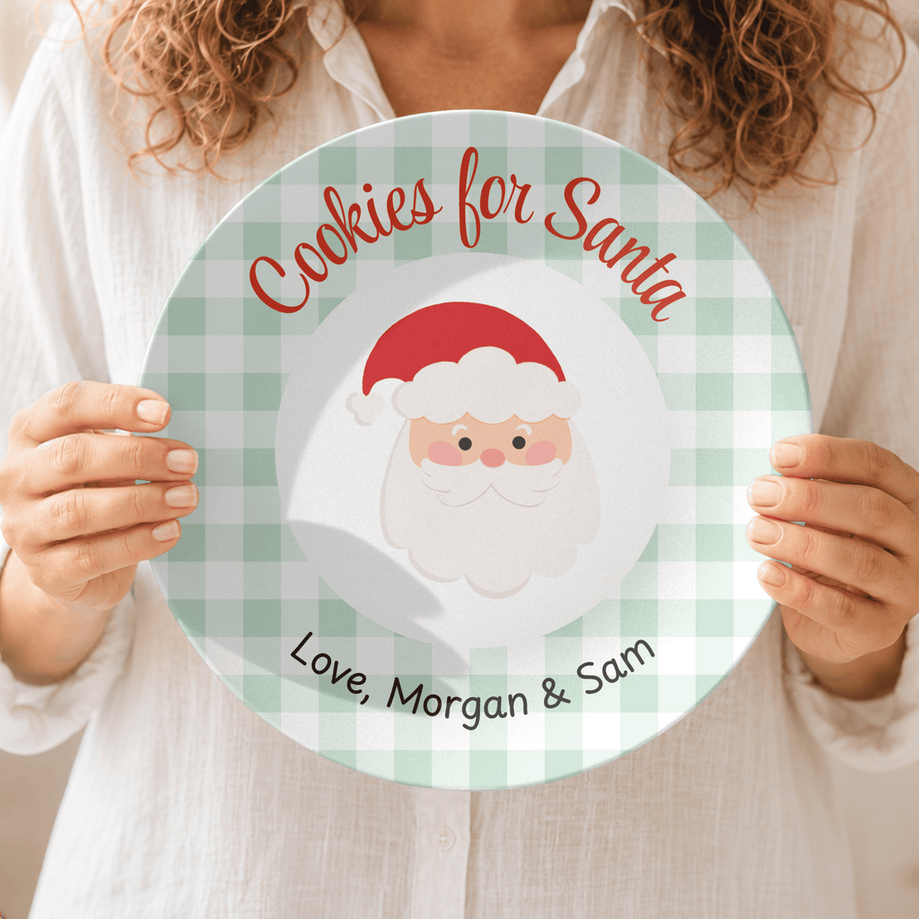 Personalized Gingham Cookies for Santa Plate by Lil Plate Shop