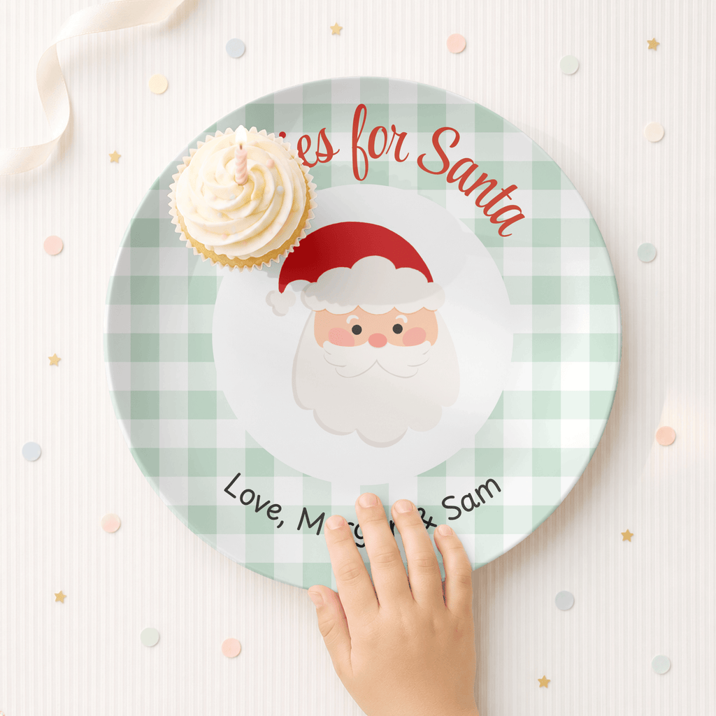 Personalized Gingham Cookies for Santa Plate by Lil Plate Shop