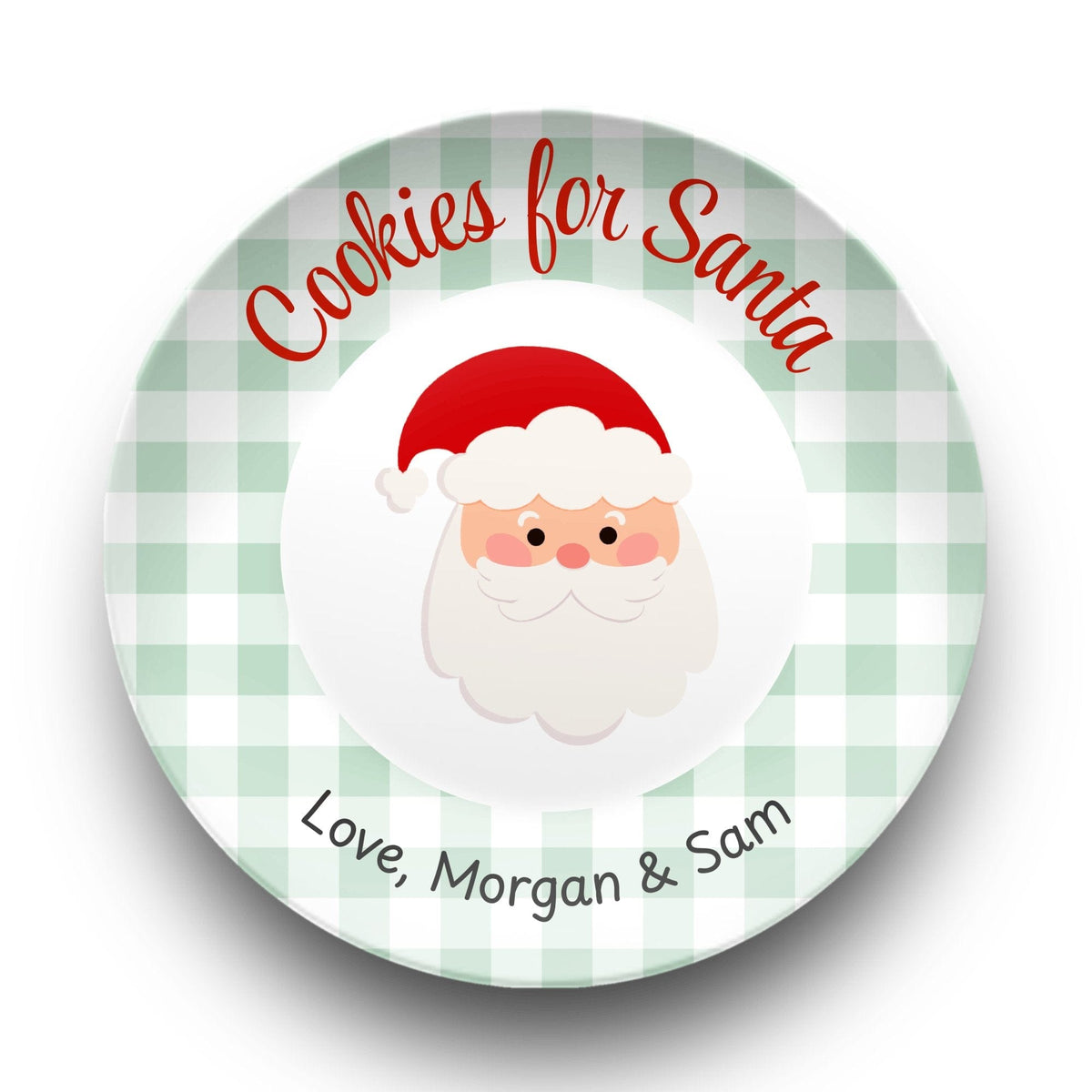 Personalized Gingham Cookies for Santa Plate by Lil Plate Shop