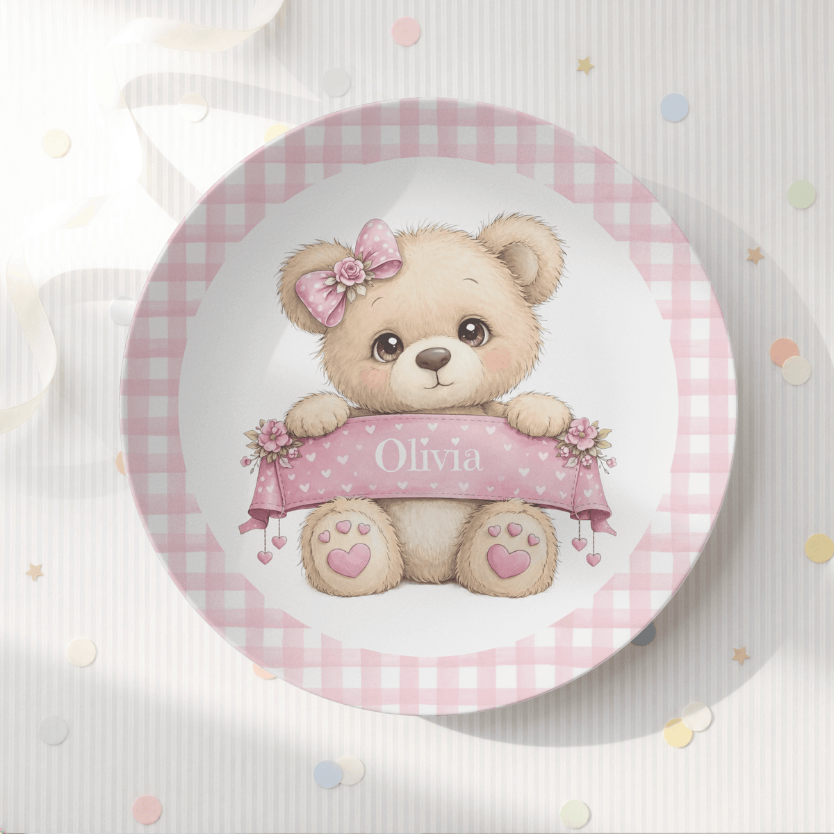 Personalized Girl Teddy Bear Plate by Lil Plate Shop