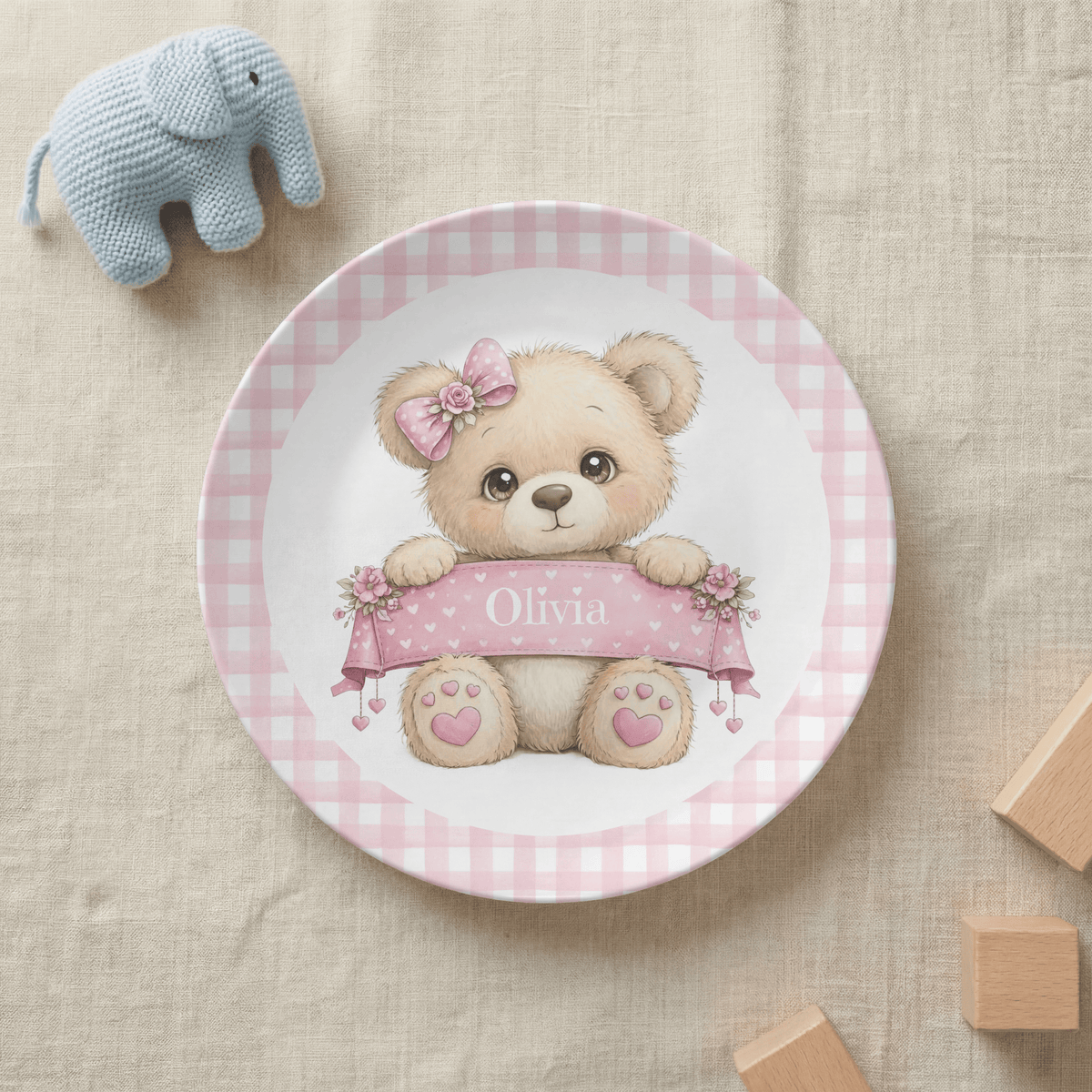 Personalized Girl Teddy Bear Plate by Lil Plate Shop